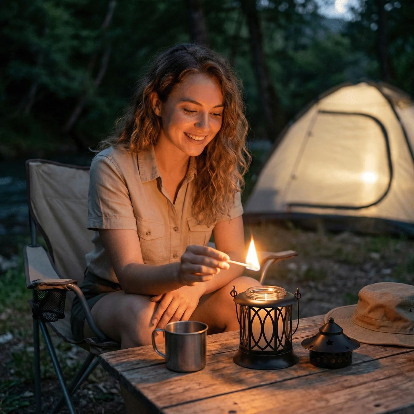 Citronella Candles Outdoor, 2 Pack Lemongrass Scented Soy Wax Candles with Metal Lantern Holder, Outdoor Candle Set for Patio Garden Camping Decor, Gift Set