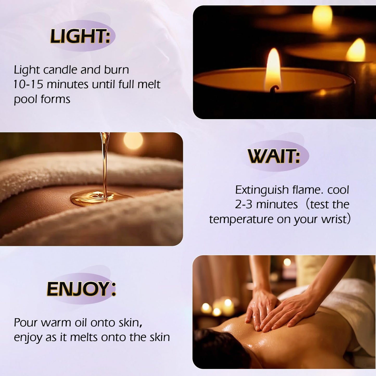 AOTOIE Massage Oil Candle,8.1 oz Low Temp Body Oil Candles for Massage Therapy, Moisturising Luxurious Relaxing Body Safe Soybean Wax Massage Candles for Home SPA (Lavender)