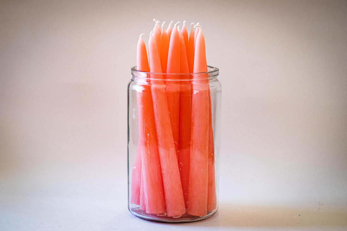 100% Pure Beeswax Taper Candles - All-Natural Handmade Decorative & Dipped Smokeless Unscented Candles for Christmas, Advent, and Hanukkah, Pink Sunrise, 8.5 Inches, 12 Candle Set, by BeeTheLight