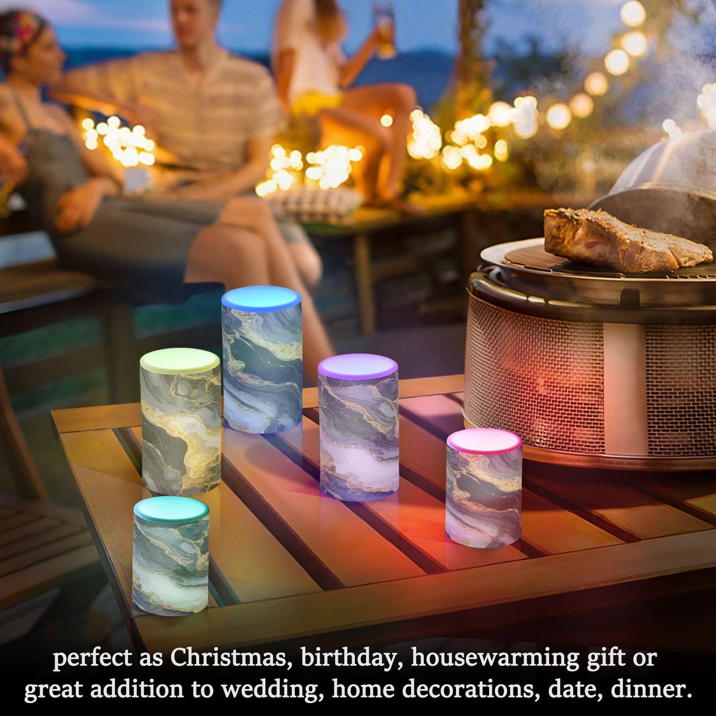 Flameless Candles Battery Operated Black Gold Marble Flickering LED Pillar Candles With Remote Control And Timer Mosaic with Golden Veins Warm Light Candles For Wedding Festival Home Halloween Christ