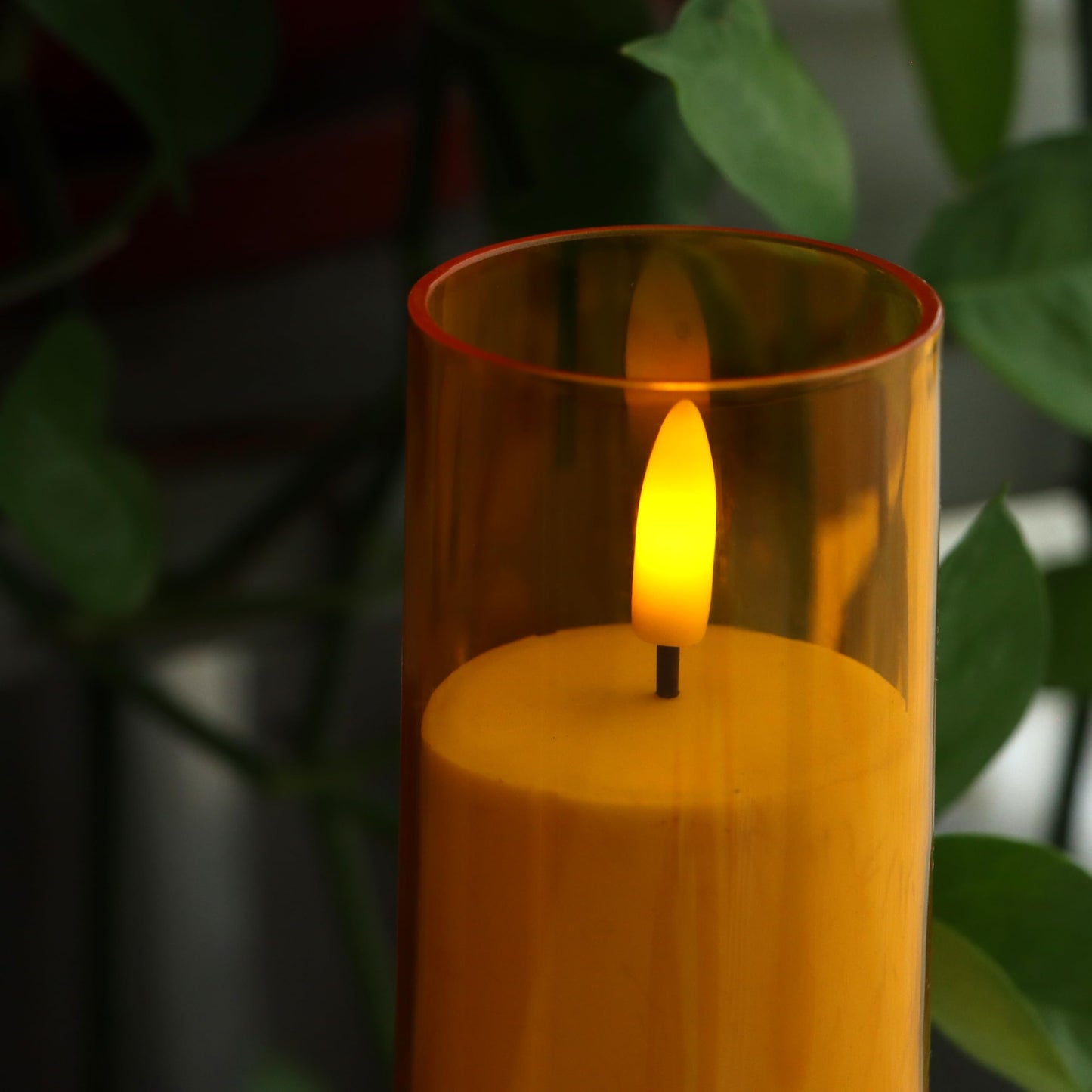 CANDLE CHOICE Indoor Outdoor Flameless Candles with Timer Waterproof Realistic Flickering Battery Operated Pillar LED Lights with Acrylic Shell Wedding Party Christmas Decorations 6 Pack 2”x6” Gold