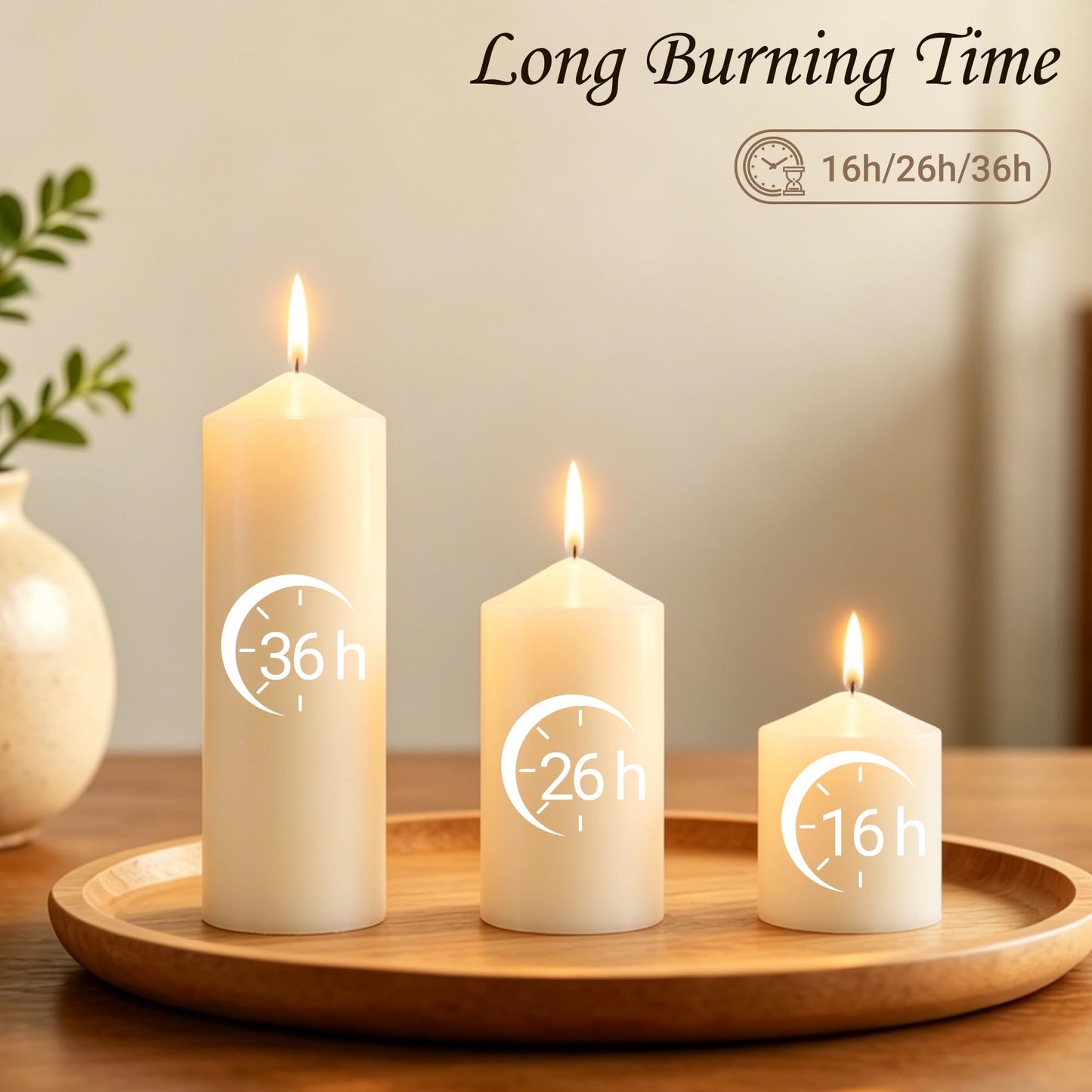 CCXTNQS Ivory White Pillar Candles, 2x3/4/6 Inch Unscented Candle Bulk Set of 18, Dripless Smokeless Long Burning Candles for Wedding Centerpieces, Home Decor, Mantel