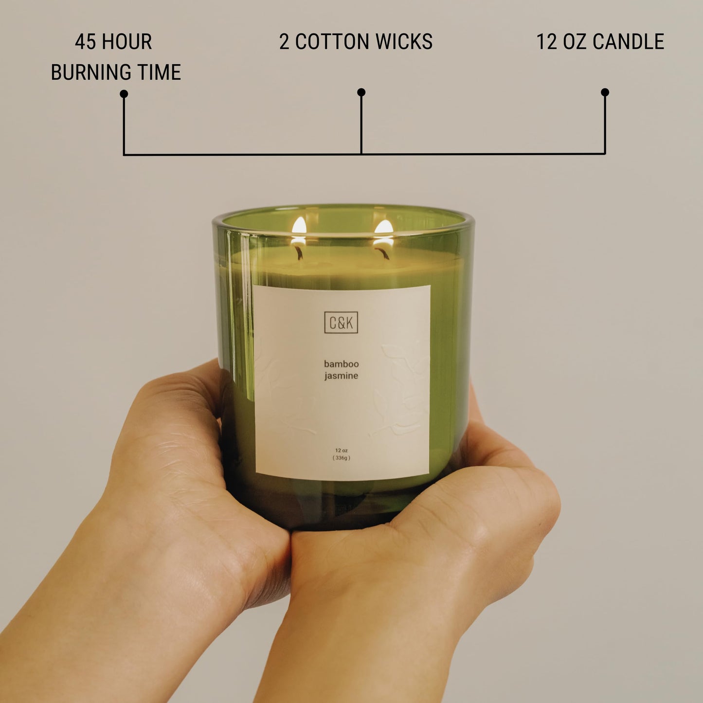 Craft & Kin 12oz Bamboo Jasmine Candle for Home | Premium Green Scented Candles for Men | Winter Candles Made with Natural Soy | Holiday Candle Gifts for Men and Women | Nature Collection