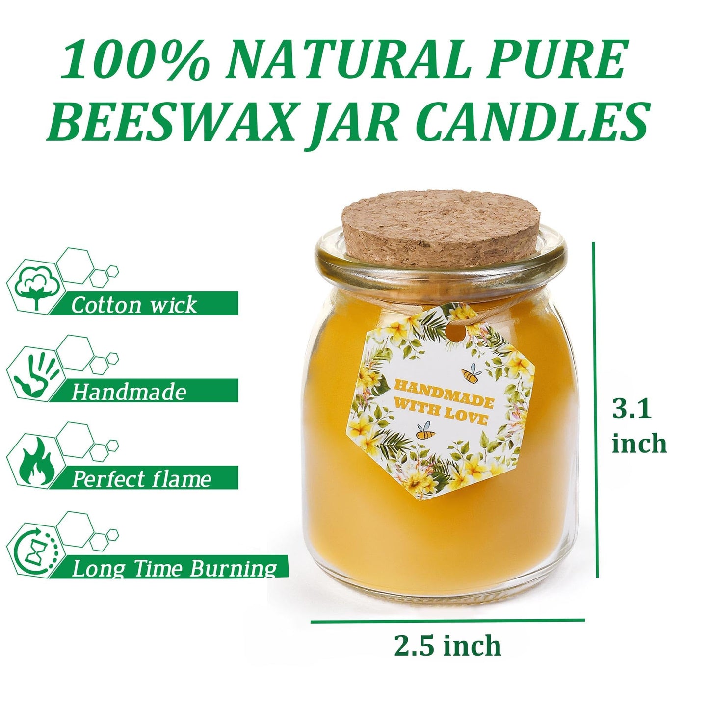 Natural Beewaxs Candles, Unscented Beewaxs Candles in Glass Cup, 6.8oz 32 Hours Long Lasting, Pure Cotton Wick and Stress Relief, Home Gifts（Yellow,1pcs）
