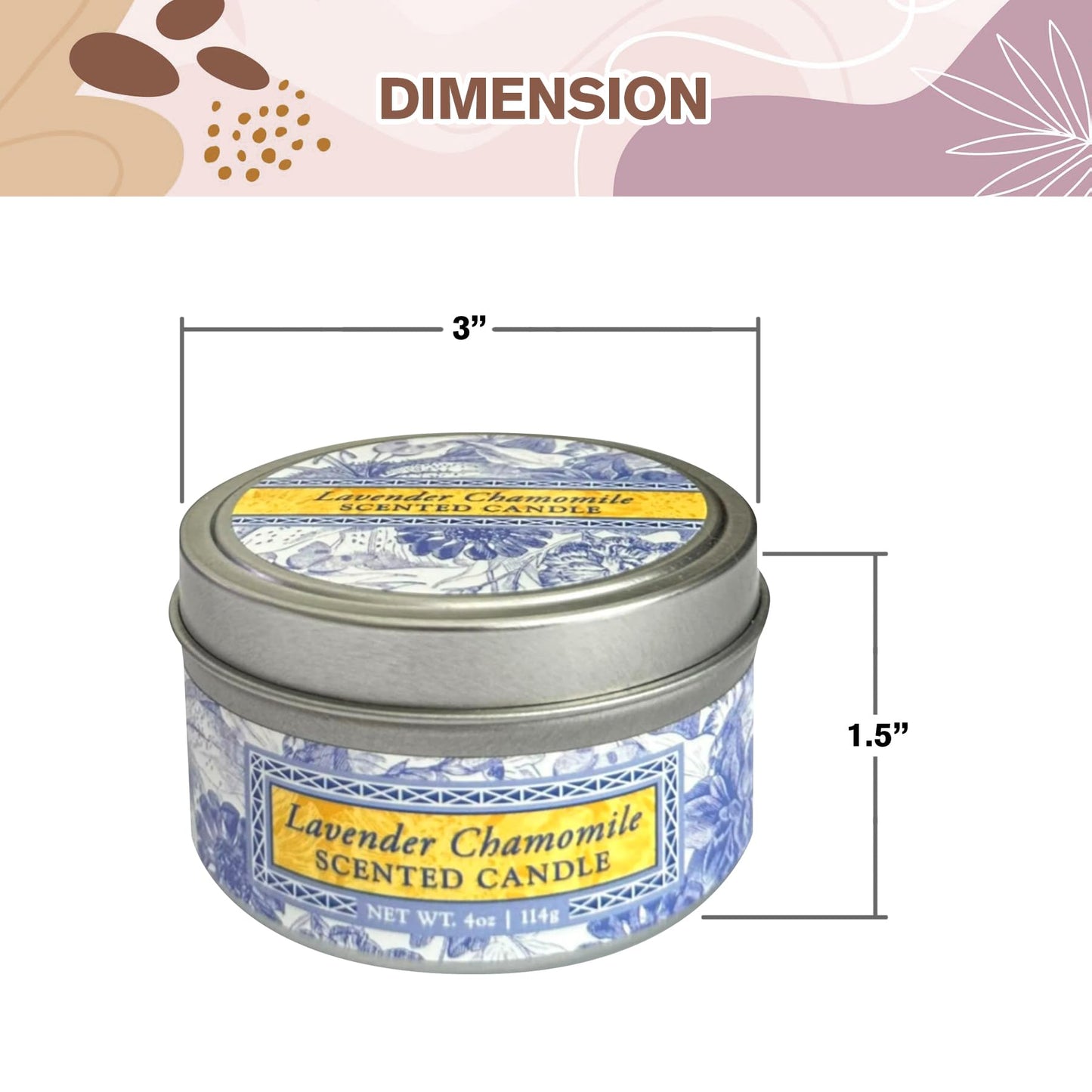 Greenwich Bay Hand-Poured Scented Candle in Decorative Tin – 4 oz/114 g Travel Candle with Lead-Free Wick, Vegetable Wax, Long-Burning Aromatherapy Gift, Single Wick – Made in USA (Lavender)