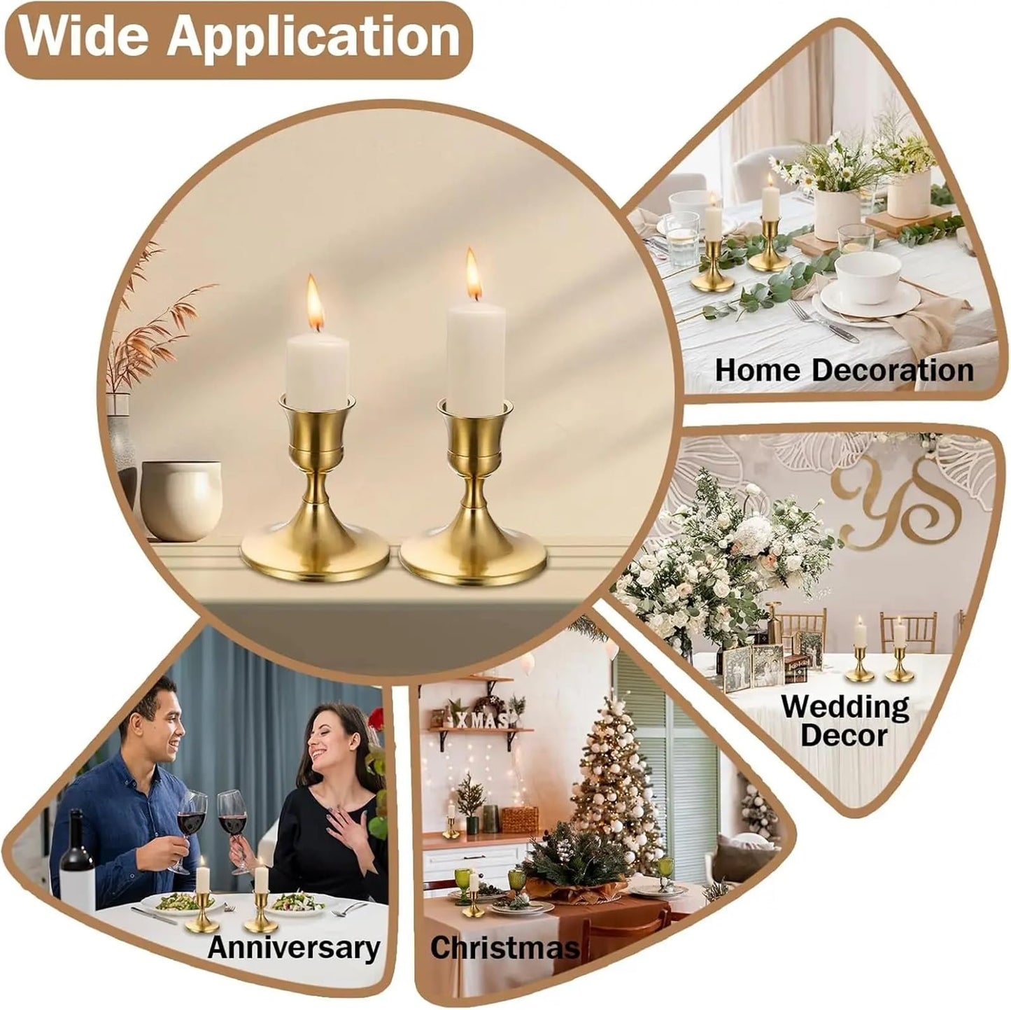 Candle Holder Candlestick Holders Taper Candle for Table Centerpiece Metal Stands Wedding Decor(2pcs)