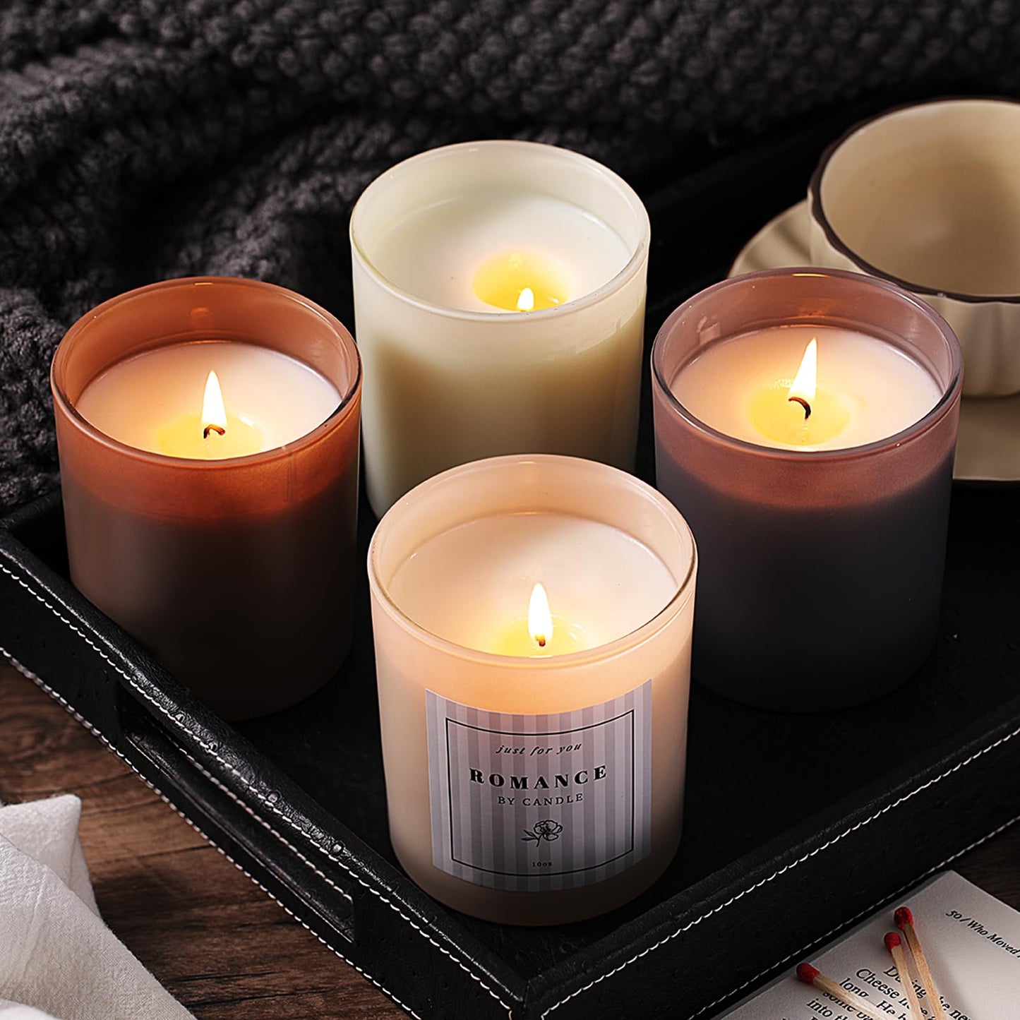 REISEN 12Pcs Assorted Black Candle Jars for Making Candles, 10oz Empty Candle Jars with Bamboo Lids and Labels, Glass Jars for Candle Making Supplies, Candle Containers for DIY Gifts