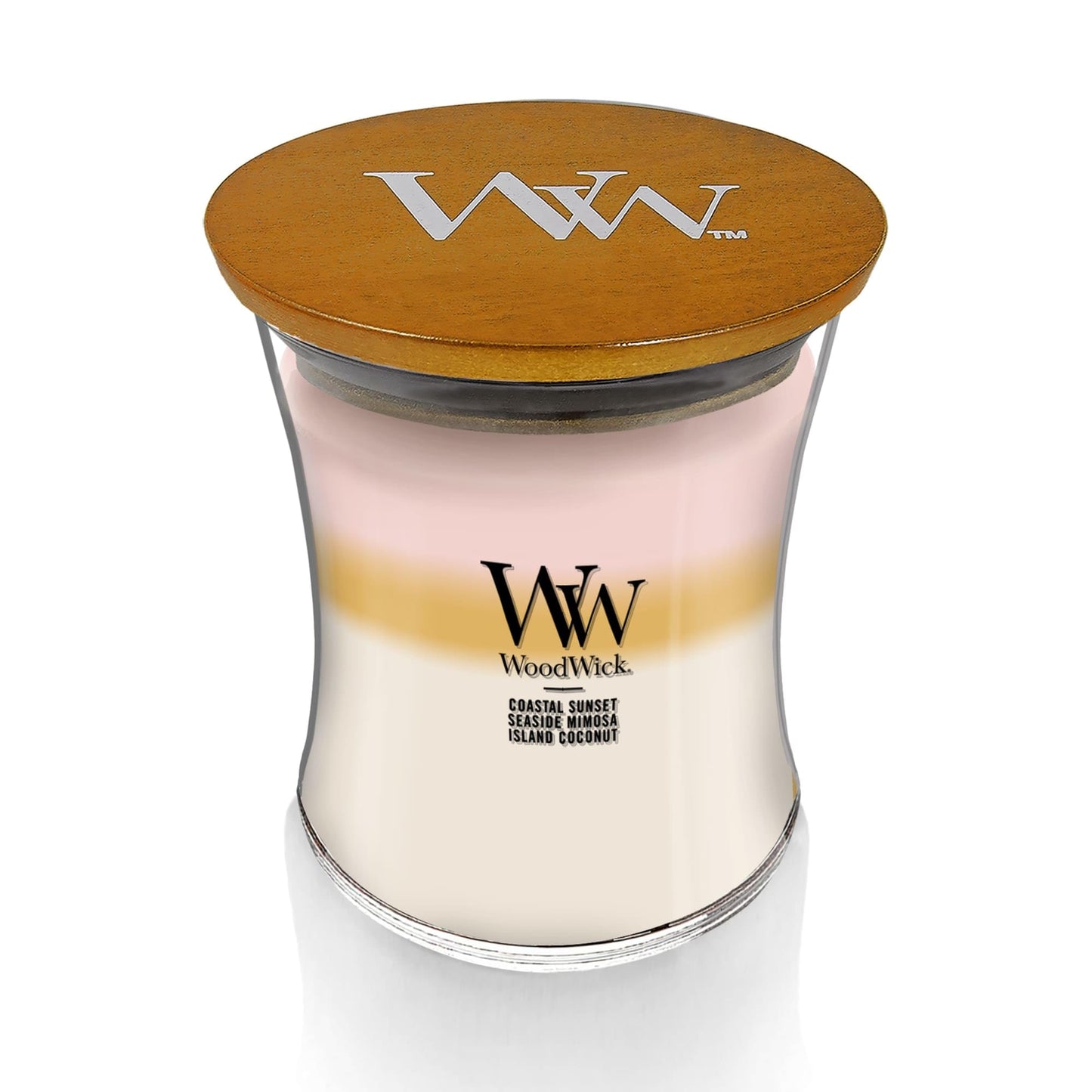 WoodWick Island Getaway Trilogy Gifts for Women and Men, 9.7 oz Medium Hourglass Trilogy Candle with Crackling Wick