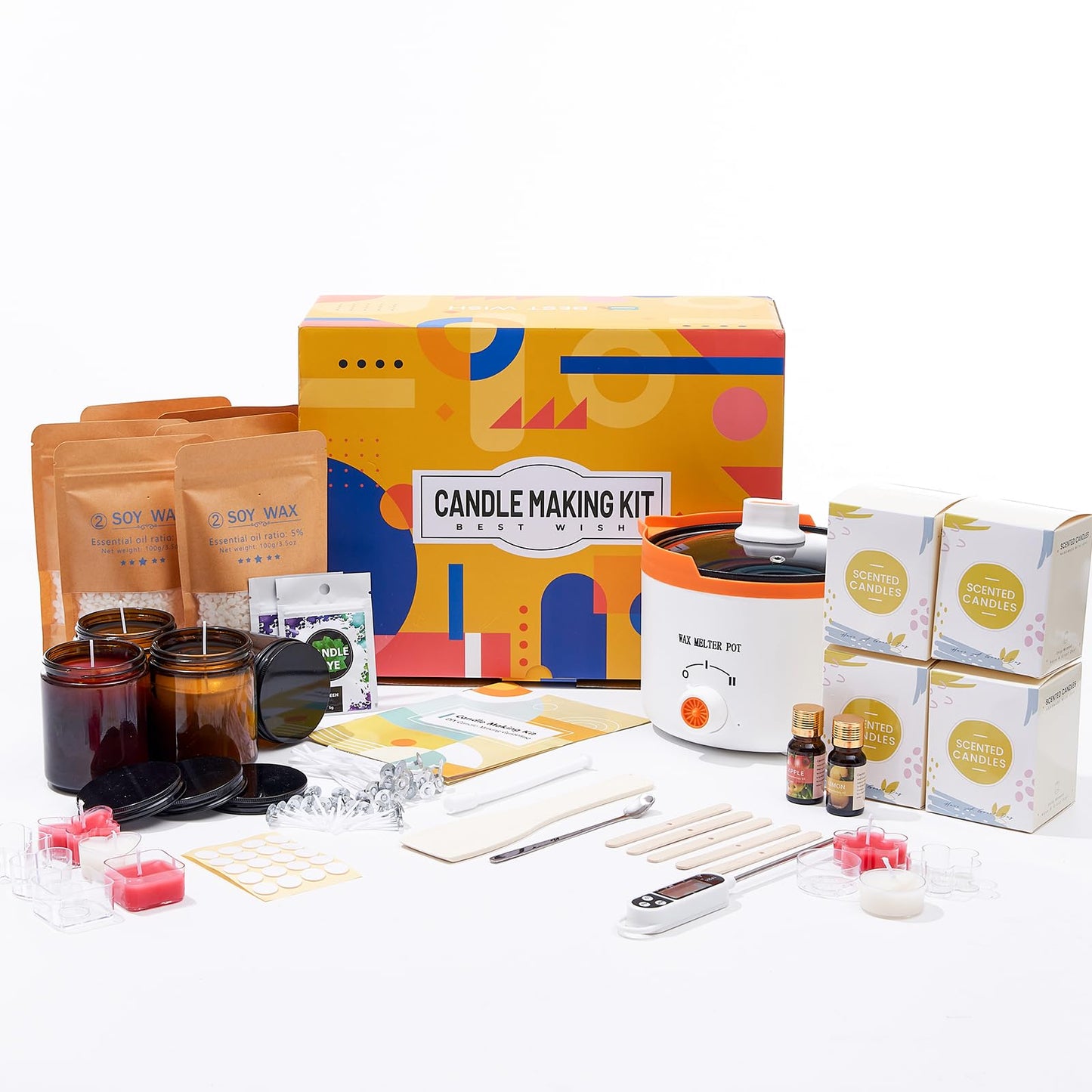 WcoDusak Soy Candle Making Kit for Beginners, Adults & Hobbyist Crafters, All-in-One DIY Supplies with Electric Wax Melter, Ideal for Crafting Handmade Candles as Home Decor and Holiday Gifts