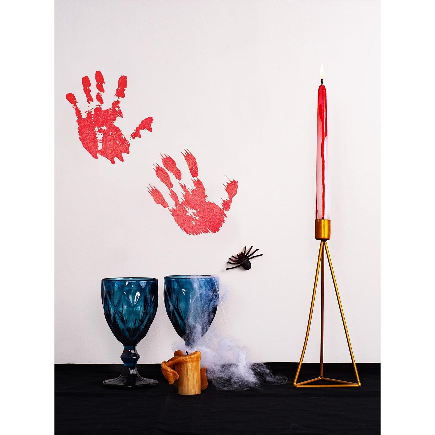CANDWAX 8 inch Blood White Taper Candles Set of 4 - Smokeless Dripless Scentless Candlesticks - Perfect as Halloween Décor and as Household Dinner Table Centerpiece Candle Sticks