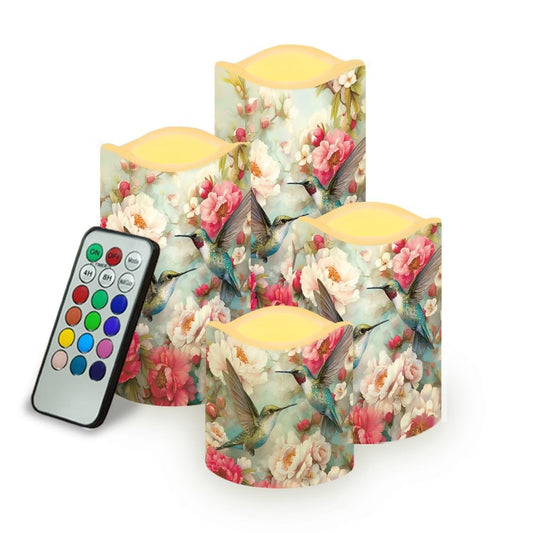 Cozeyat Blossom Vine LED Candles 4 Pack Battery Powered Flameless with Remote Control Timer Color Changing Waterproof for Table Beach Garden Home Decor
