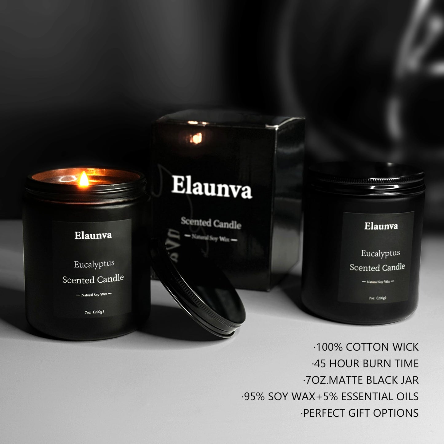 Elaunva Eucalyptus Scented Candle 7oz (200g), Natural Soy Wax Aromatherapy, Spring Fresh Home Scent, Stress Relief, Spring Easter Home Decor Gift for Men and Women