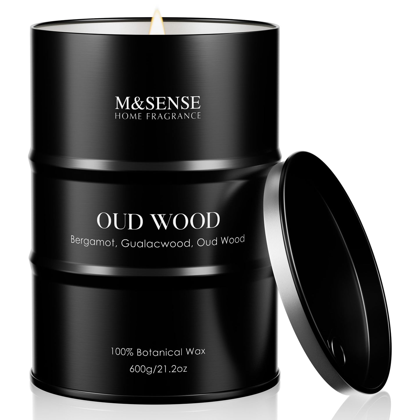 M&SENSE Oud Wood Large Scented Candles Natural Soy Wax, 21.2oz Long Lasting Up to 120 Hours Burning Time, Unique Candle Gifts for Men Women