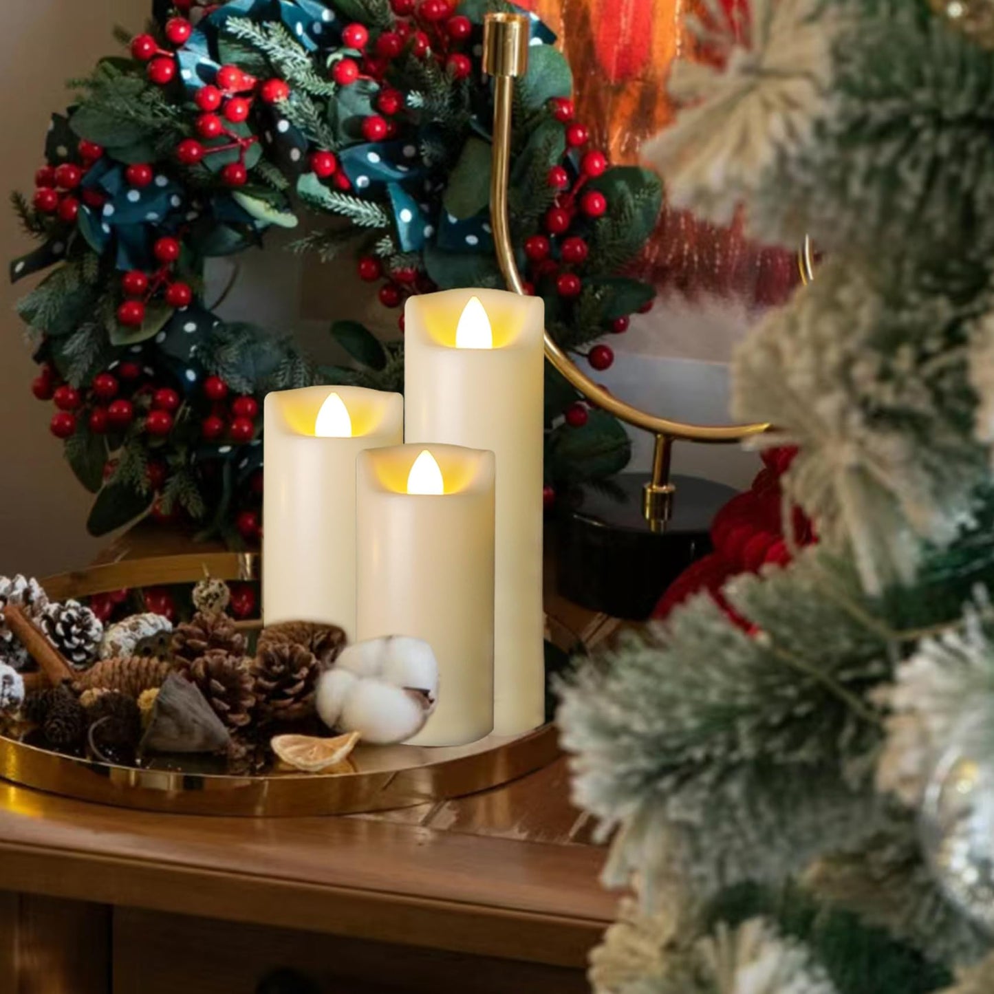 4 Pack Battery Operated Candles 2"x4"/5"/6"/7" Plastic Flickering LED Flameless Candles with Timer Outdoor Waterproof Wedding Party Halloween Christmas Decoration Realistic Slim Tall Pillar Candles
