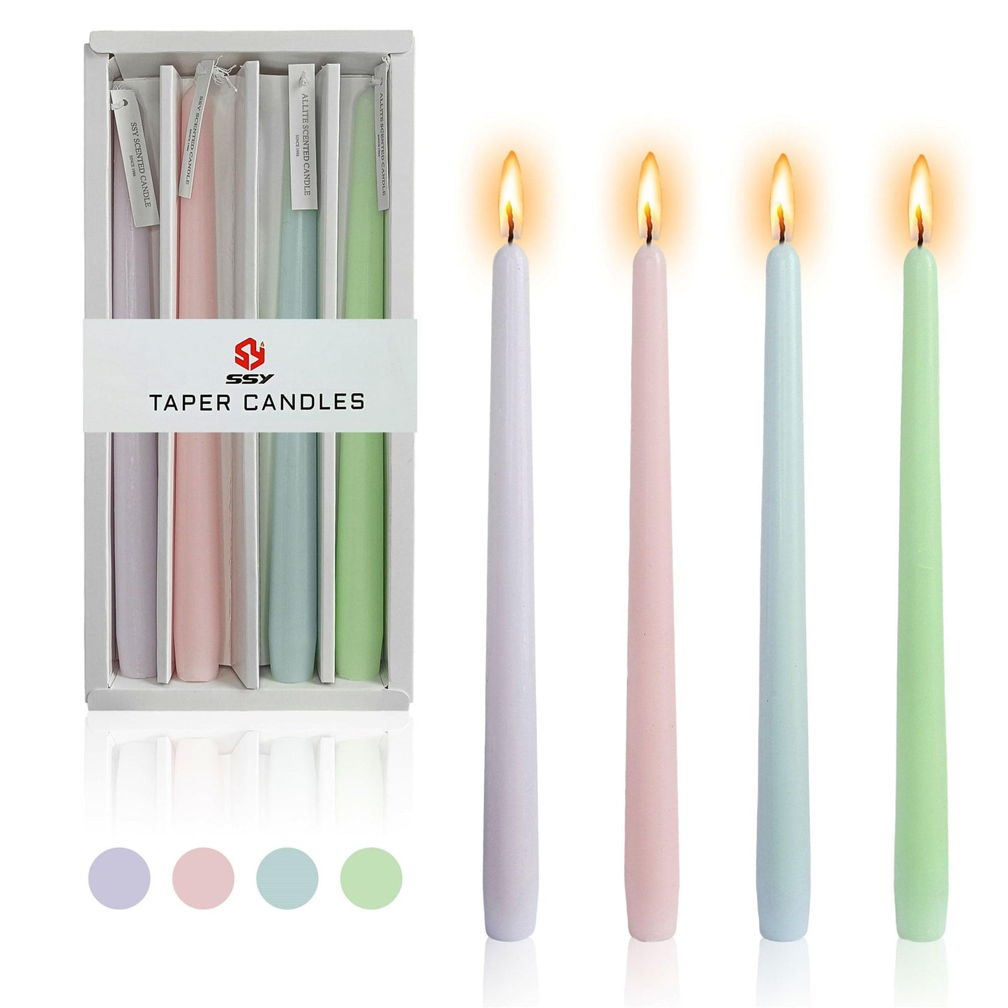 Gedengni 8pcs Green Colorful Candle Sticks Taper Candlesticks,10 Inches Pink Tapered Candles Green Candle Stick Colorful Taper Candle Blue Dinner Candle Wax for Home Party Women Gift Sets