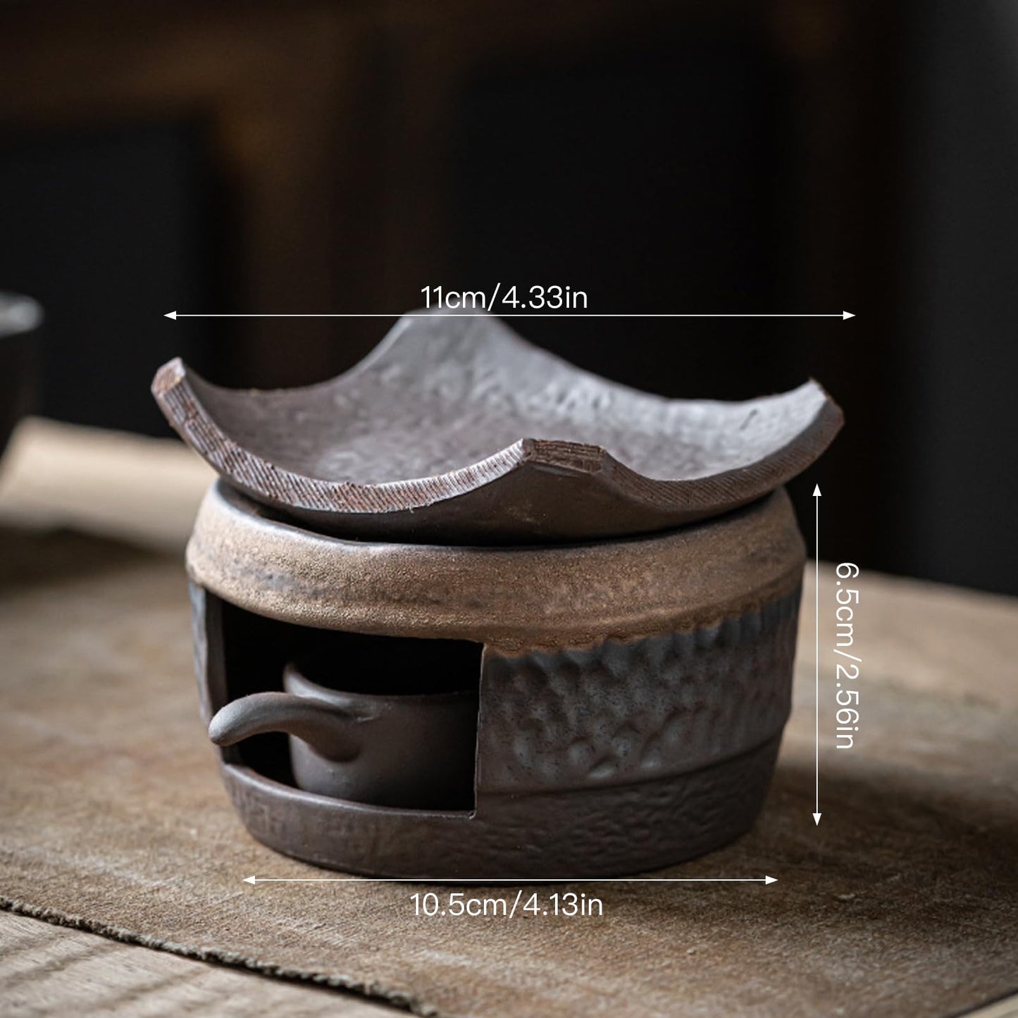 Candle Warmer Lamp, Ceramic Aromatherapy Diffuser, Wax Warmer for Scented Wax, Includes Wooden Clips and Pads & Pine Wood Base for Meditation, Yoga, Home & Office Décor