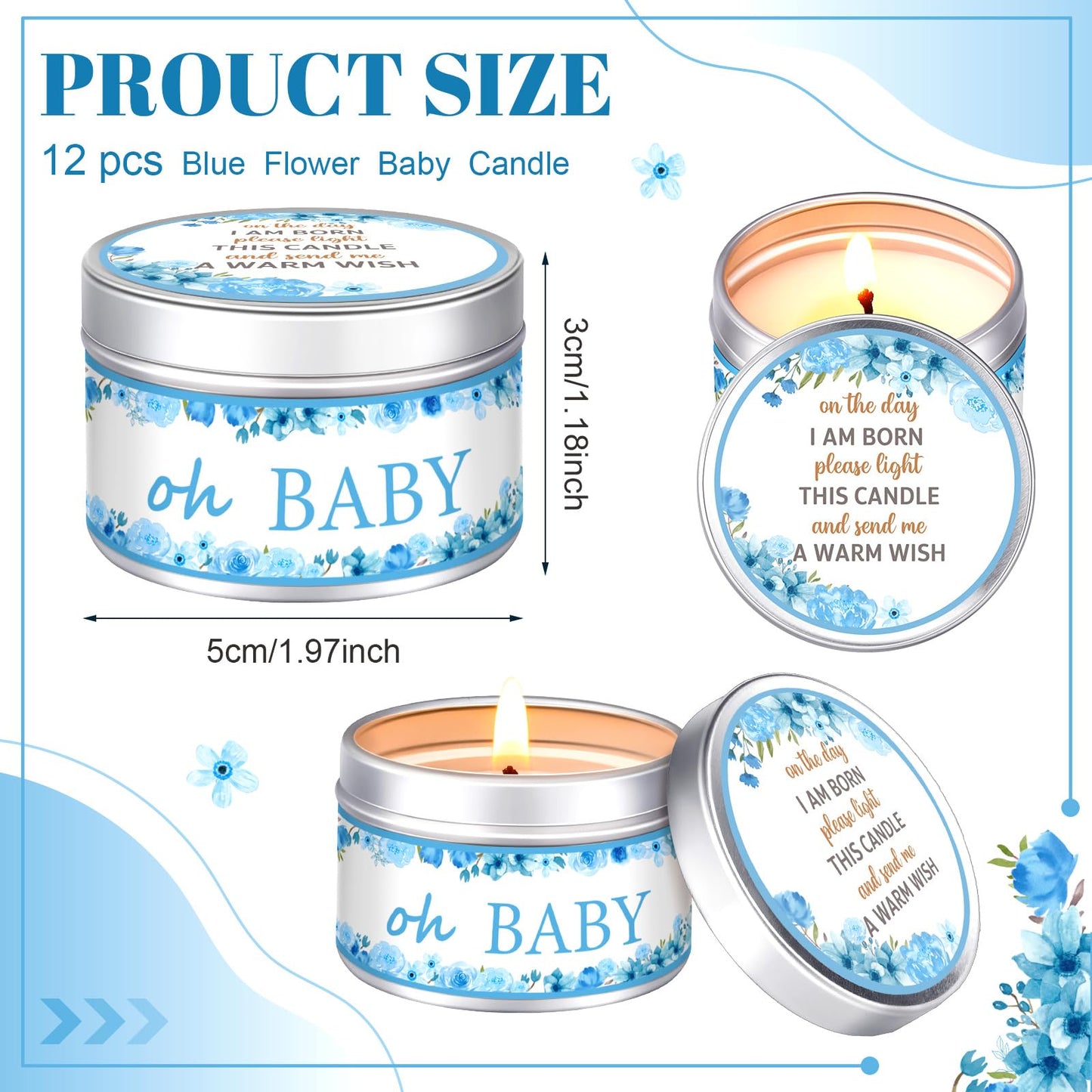 Funtery 12 Pcs Baby Shower Party Favors for Guests Baby Shower Candles Lavender Scented Candle Rustic Tealights Candles Gender Reveal Return Gifts(Buds)