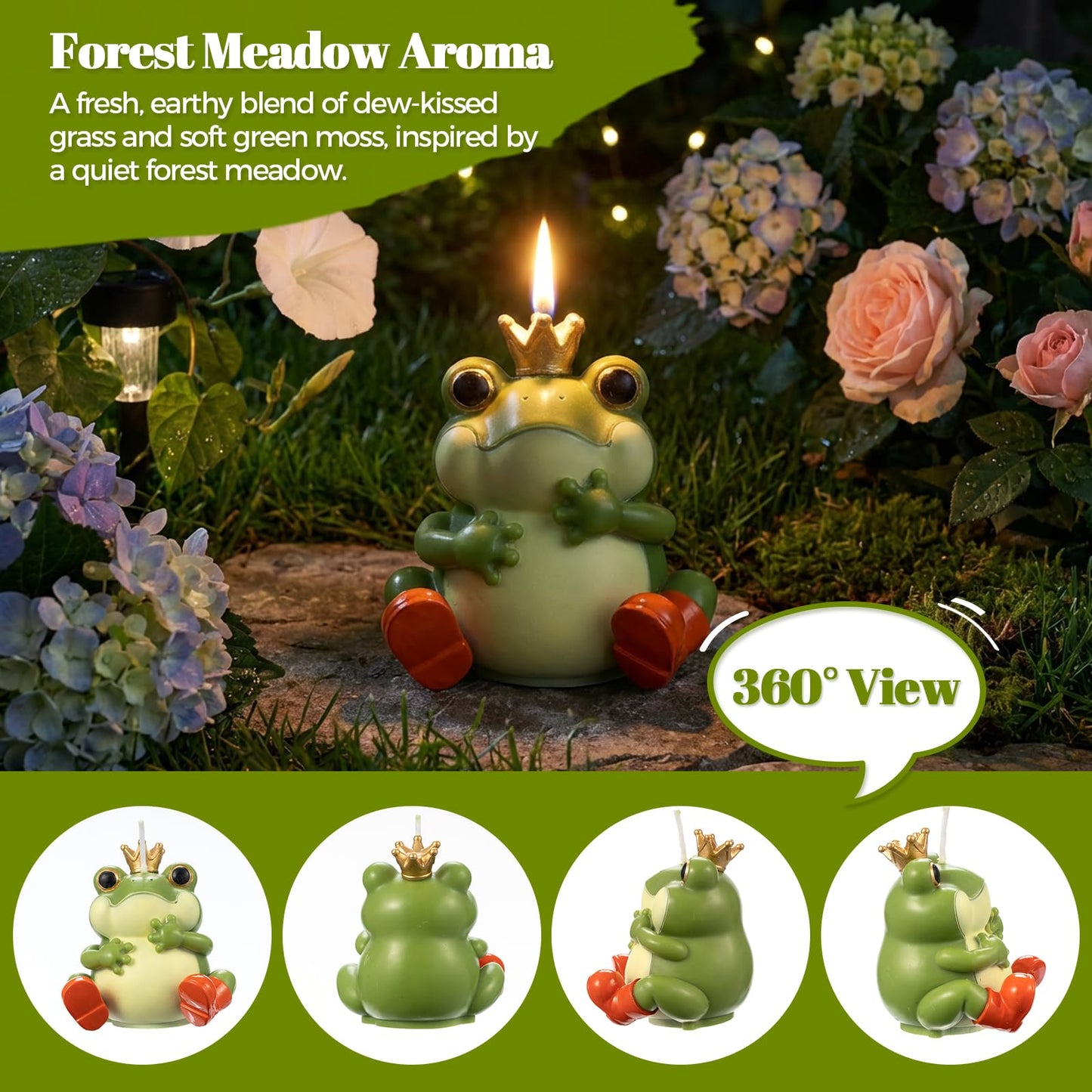 CabyGift Frog Candle Mom Dad Gifts Home Decoration, Forest Meadow Scented Soy Candles, Funny Animal Shaped Candle for Shelf and Desk Decoration, Cute Frog Gift for Frog Lovers