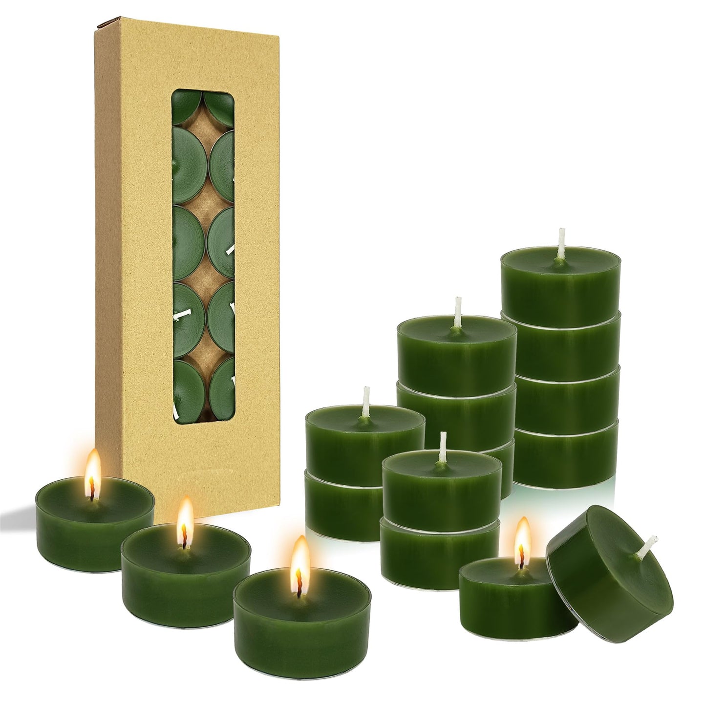 Scented Tealight Candles Handmade Candlesticks,12pcs Round Tea Light Candles Natural Bees Wax Tealight Candle Smokeless Candle Stciks for Spa Home Decor Party Gifts, (T01-12S-RDCD)