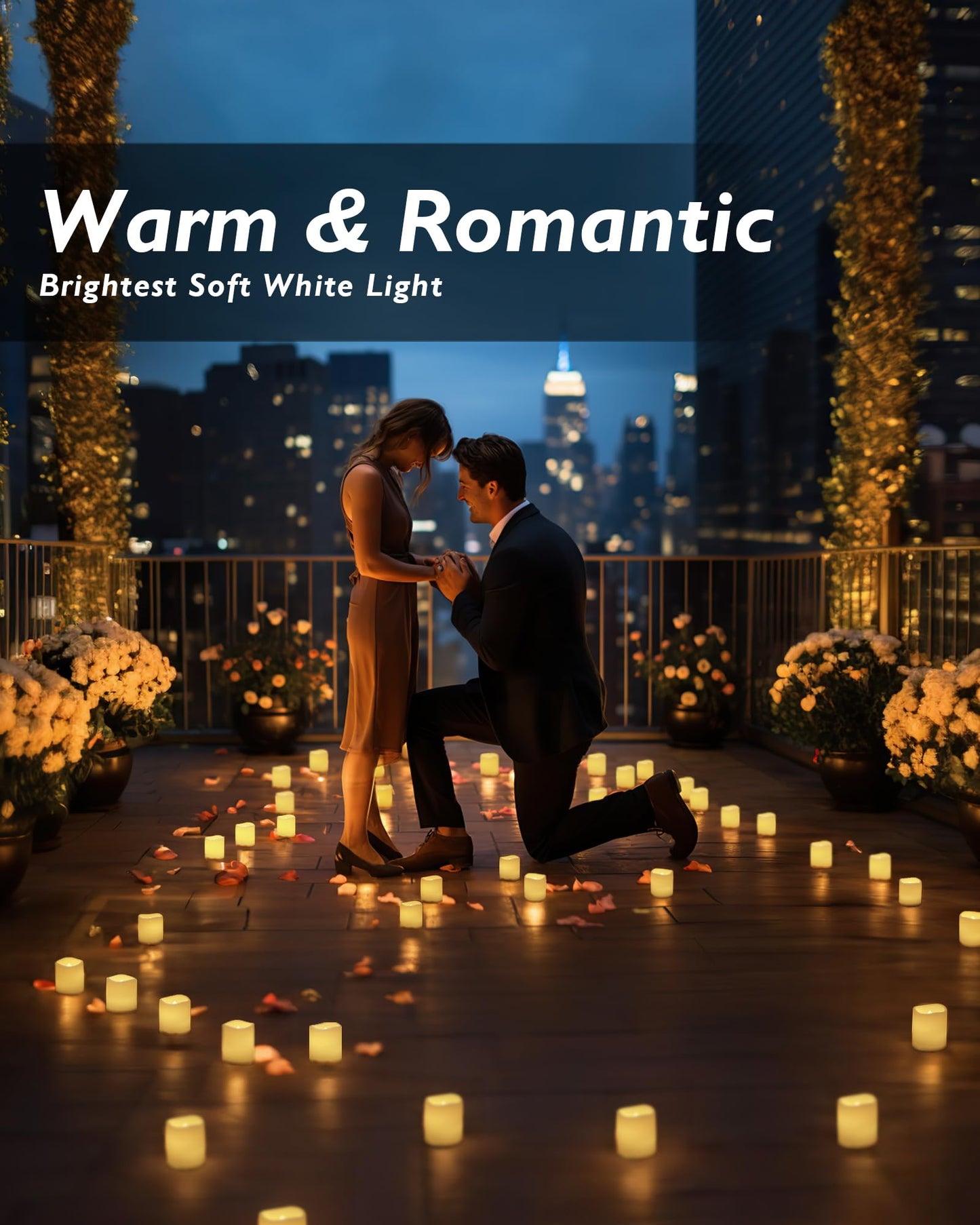 Homemory 24Pack Flickering Flameless Votive Candles for Wedding Decoration, 200+Hour Warm White Battery Operated LED Tealight, Electric Fake Candles for Party, Receptions, Halloween, Christmas