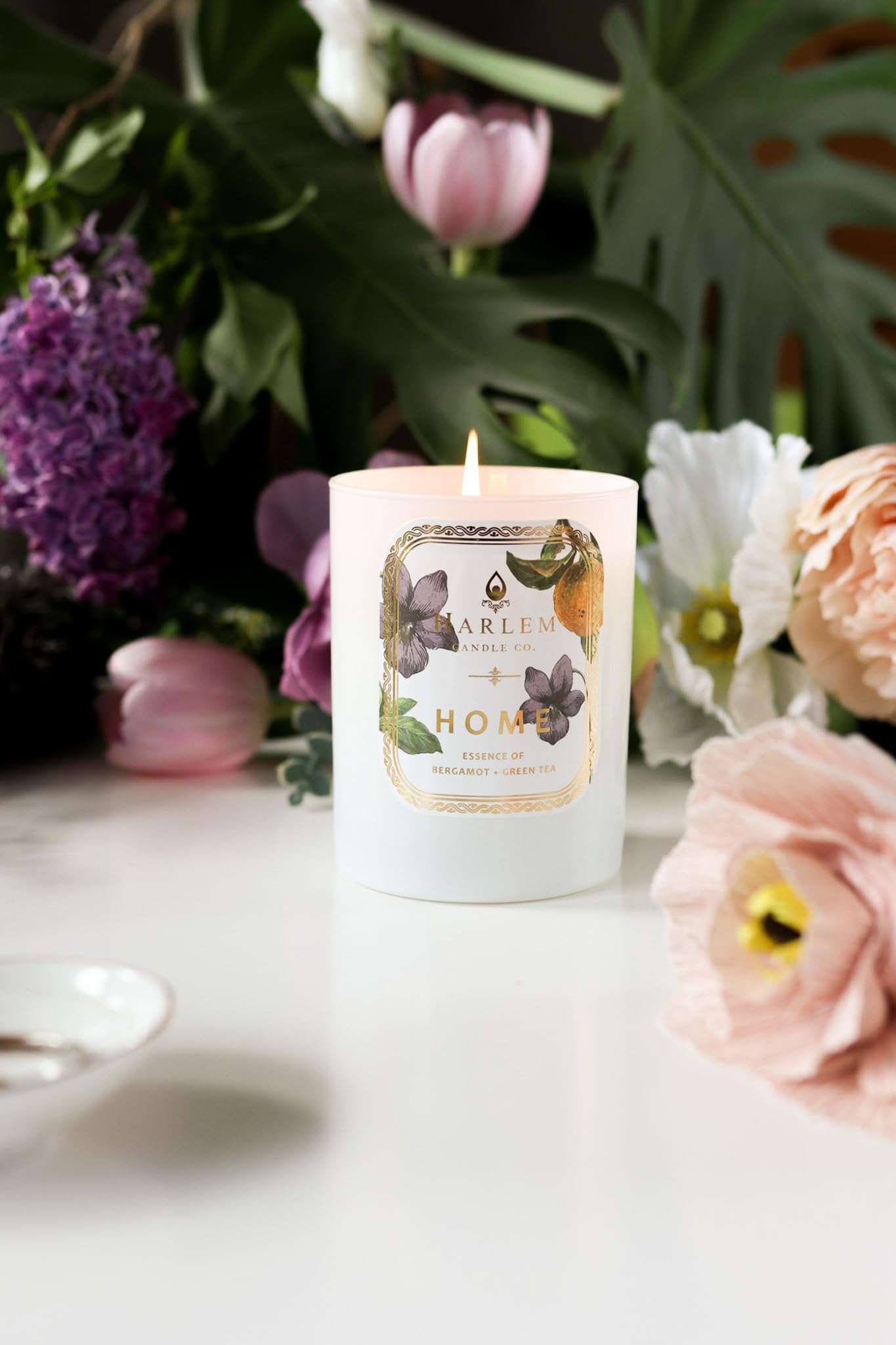 HARLEM CANDLE CO. Home - Luxury Scented Soy Candle, 11 oz - 80-Hour Burn Time | Bergamot, Jasmine, Sandalwood, Mandarin Orange and Green Tea Leaves | Scented Candles for Home