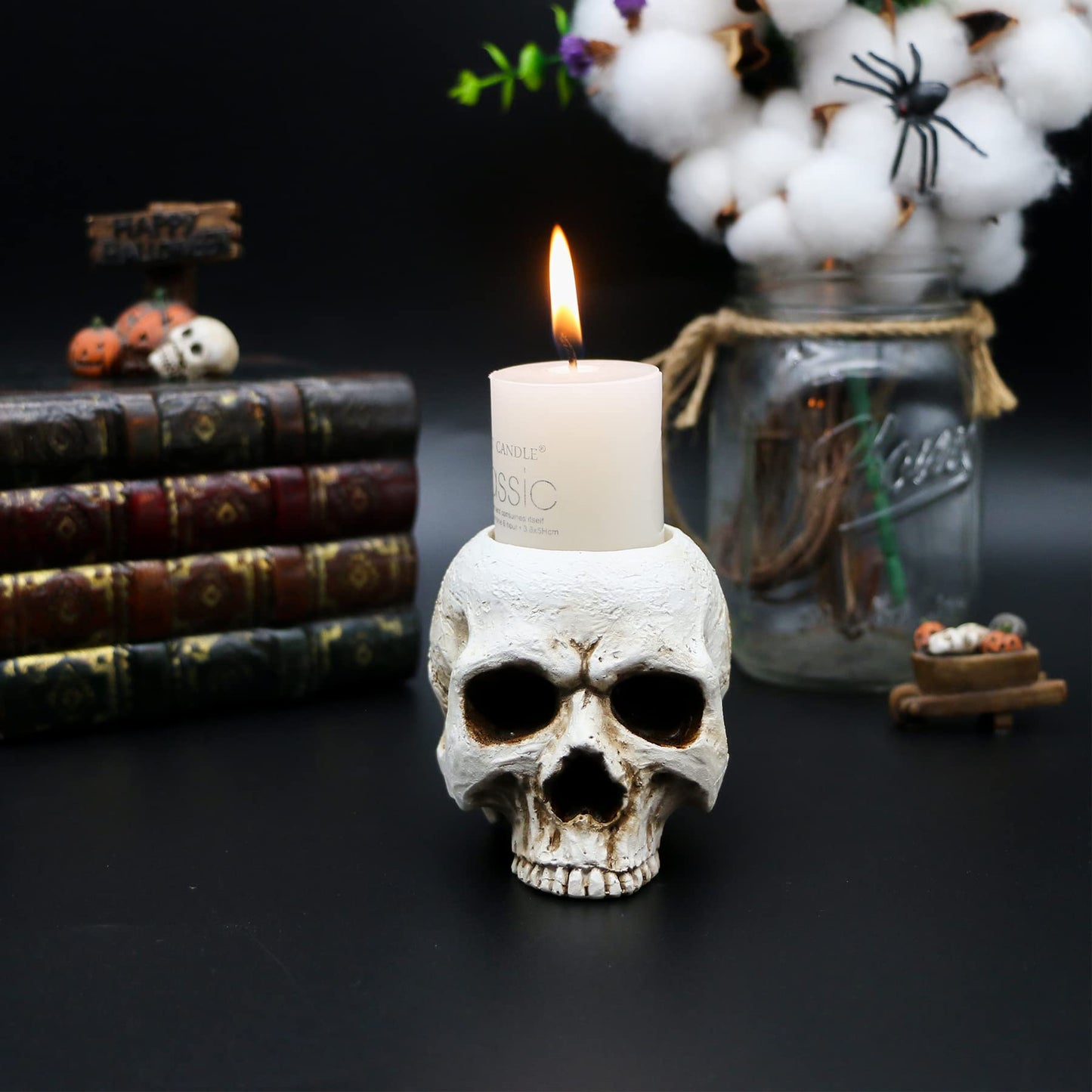 Skull Candle Holder - Gothic Shed Tears Human Skull Tealight Candle Holder Novelty Skull Bone Candlestick Halloween Home Bar Party Tabletop Decor