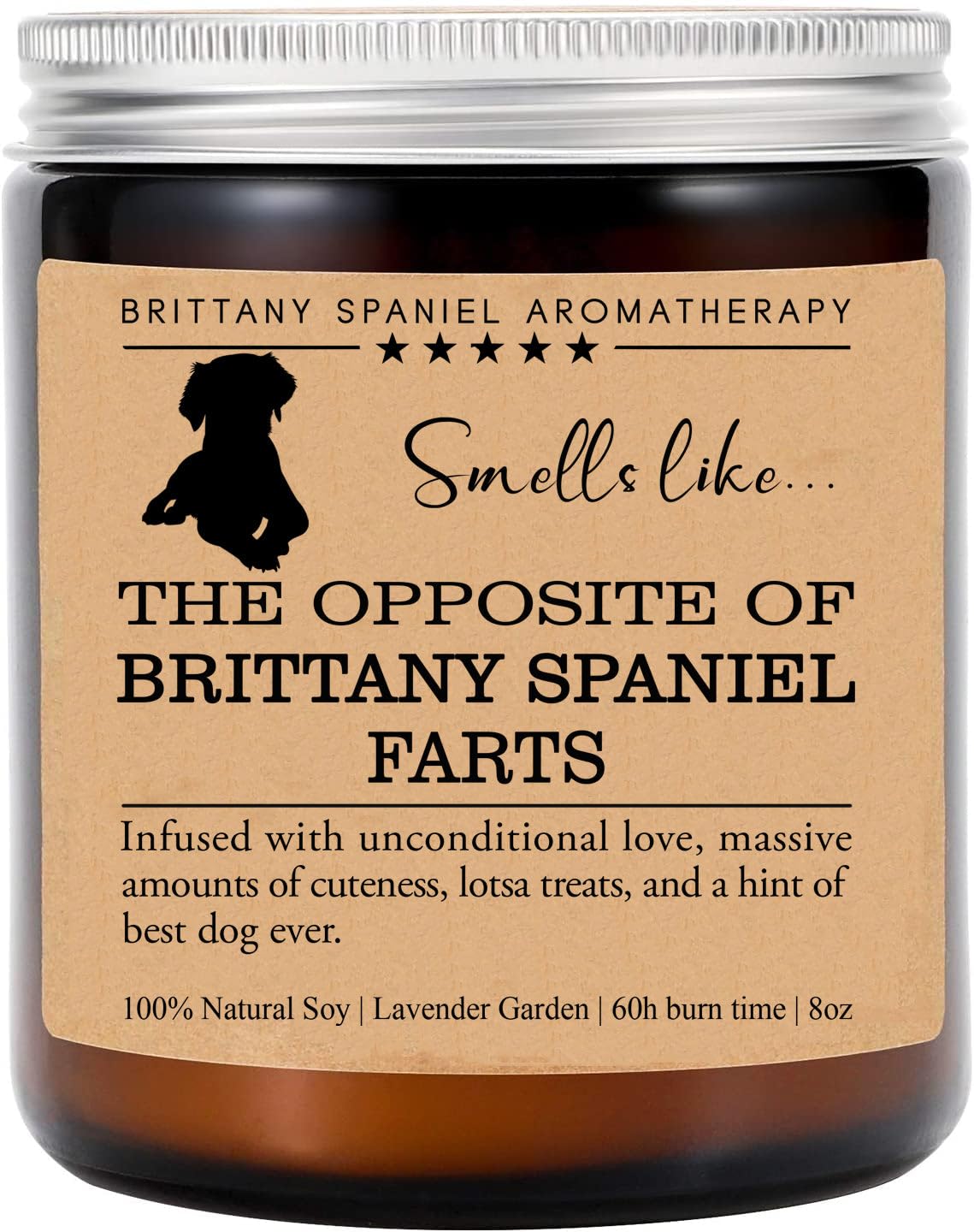 AcevedoDesign Brittany Spaniel Scented Candle, Lavender, Modern Jar Candle, All Season Animal Theme, 8oz, Unisex