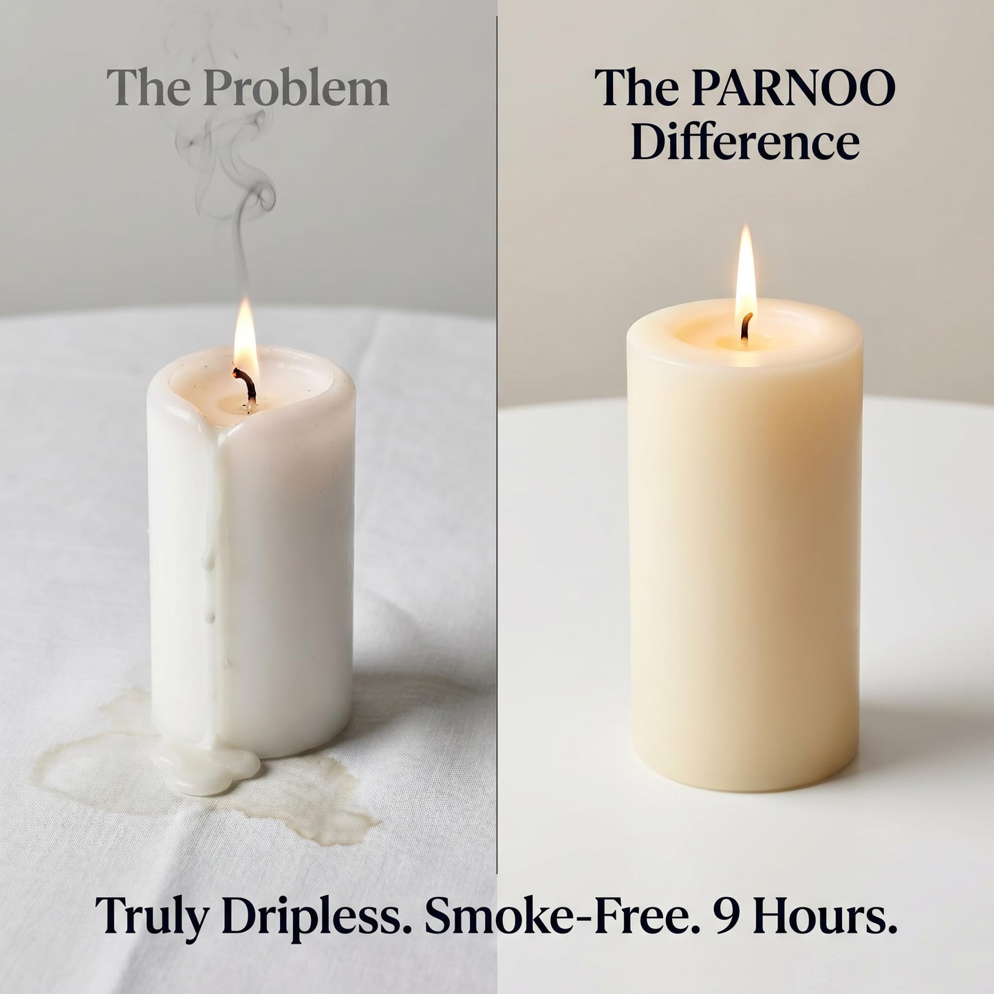 Unscented Pillar Candles - Set of 4 Vanilla Candles - 3x6 Slow Burning Candles for Weddings & Table Centerpieces - Large Pillar Candles, PARNOO