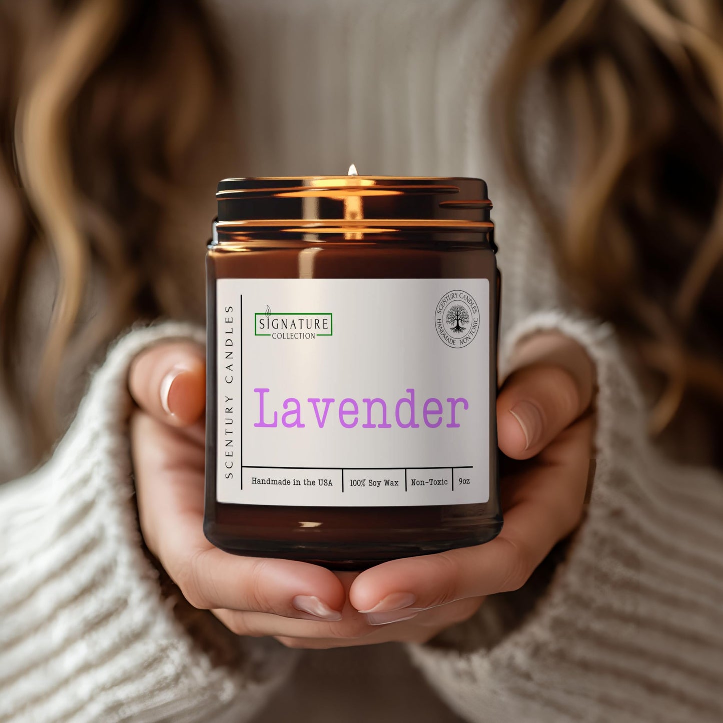 Lavender Scented Candle, Many Scents to Choose from, All Natural Non-Toxic Soy Wax, Handmade in the USA (Lavender)