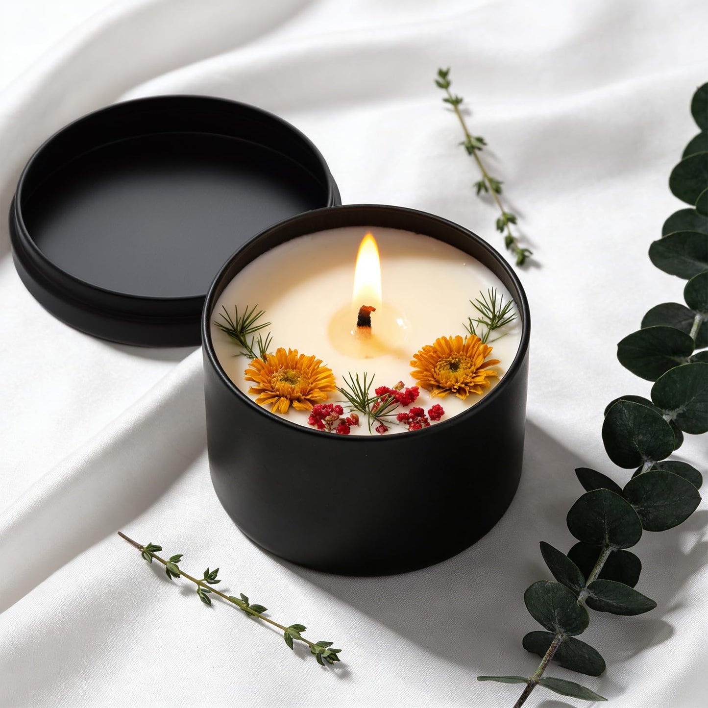 Coloch 24 Pack 8 Oz Candle Tins with Lid, Black Matte Candle Jars for Candle Making Bulk Candle Container Metal Candle Making Supplies for DIY Candles, Crafts, Holiday Gifts, 3x2.3 Inches