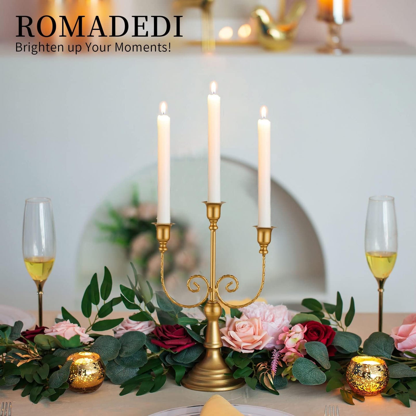 Romadedi Candelabra Black Candle Holders: 5 Arm Halloween Candlestick Holder 11.8" Gothic Home Decor for Party Table Centerpiece Mantel Christmas