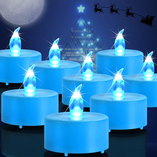 Baikaraer Battery Operated Tea Lights Candles, Flameless Electric Fake Candle, 100 Pack Flickering Votive Led Tealights, Long Lasting 200+Hours, for Wedding Party Home Decoration (Blue)