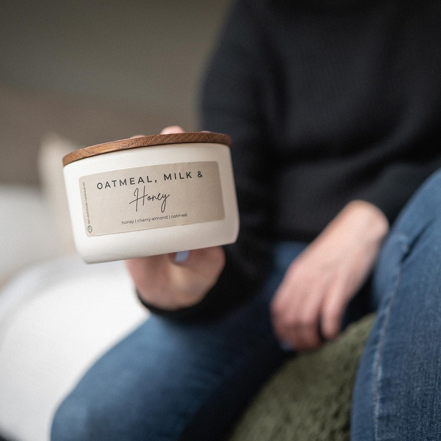 Milkhouse Candle Company Oatmeal, Milk & Honey Soy Candle - Oatmeal Cookie | Milk & Honey | Cherry Scented - 10 oz Signature Statement Candle with Lid, 20+ Hour Burn Time, Made in the USA