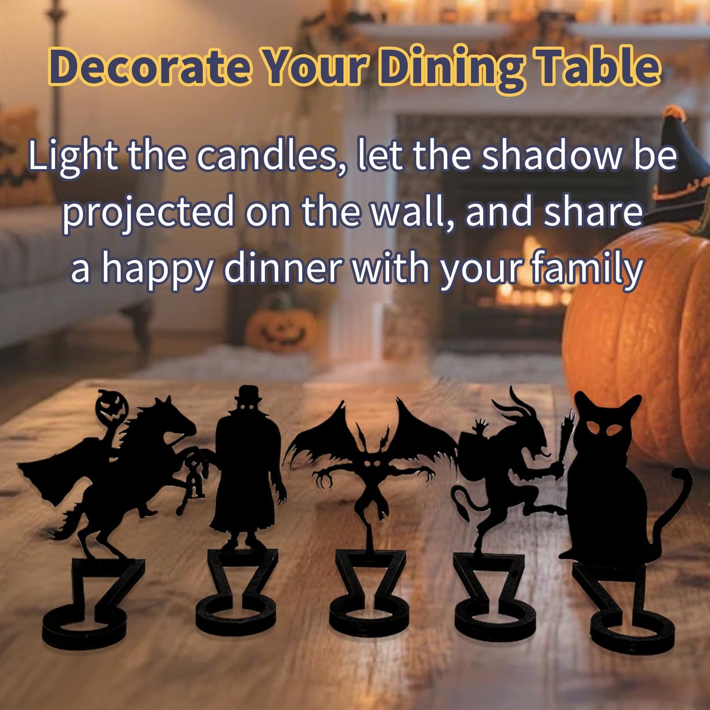 Halloween Candle Holder Spooky Ghost Tealight Shadow Caster Decorations Skeletons Black Metal Desk Candlestick Holder Ornament for Home Party,Scary Candle Stands Table Decor (Shadow Man)