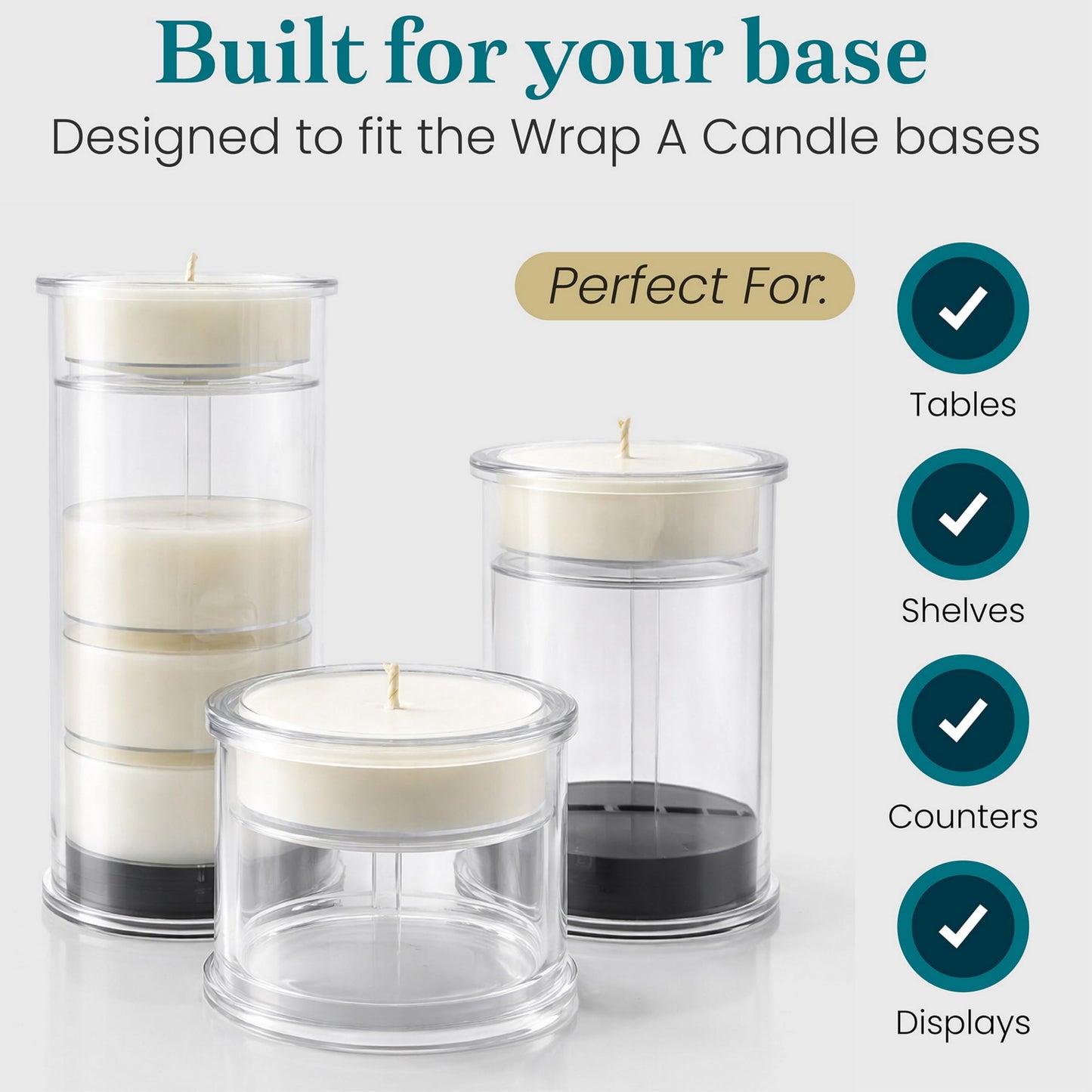 Jumbo Tealight Tower, Refill Storage Tube with 6 Premium Tealights, Fits Tall Wrap A Candle Base, 7 Inch Organizer for Scent Rotation, Vanilla Citrus Fresh Spice Holiday Unscented Choice, Gift Décor