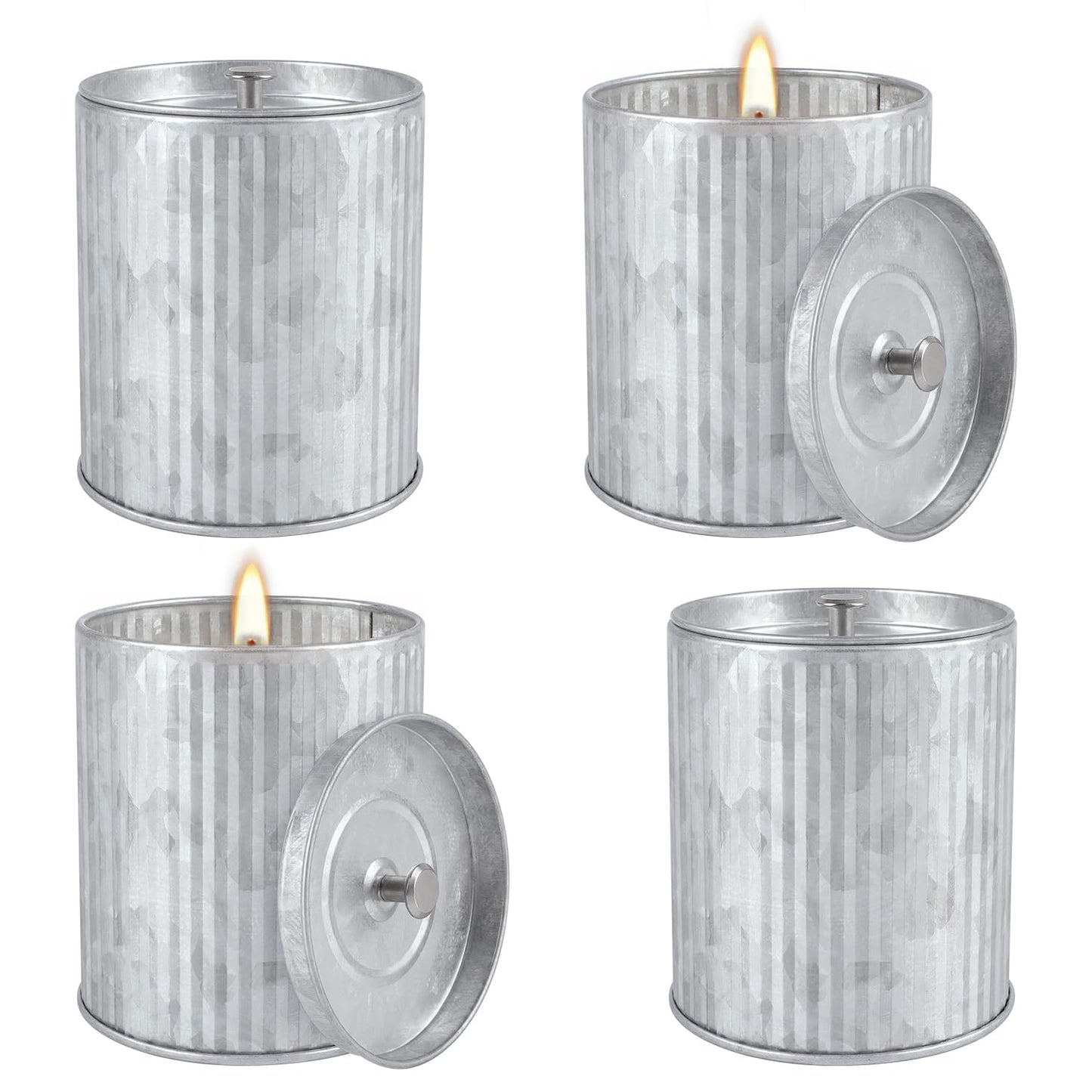4Packs Citronella Candles Outdoor Indoor,Natural Soy Wax Scented Candles,Long Lasting Burning for Home Gardon Patio Balcony,Summer Gift,Silver 4oz