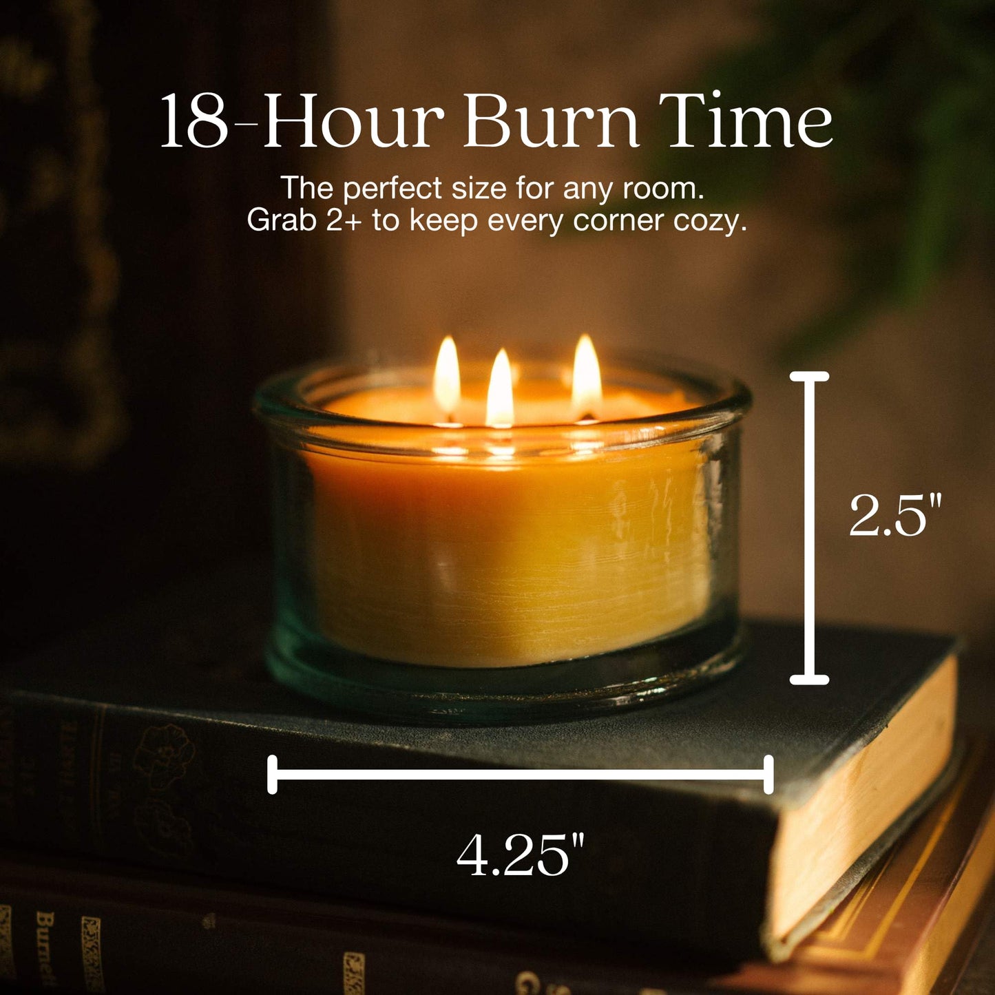 Bluecorn Botanica Beeswax 3-Wick Candle – Lavender, 100% Pure Beeswax & Essential Oils – 10oz Hand-Blown Recycled Spanish Glass – Non Toxic, Clean Burning, Refillable Glass Jar