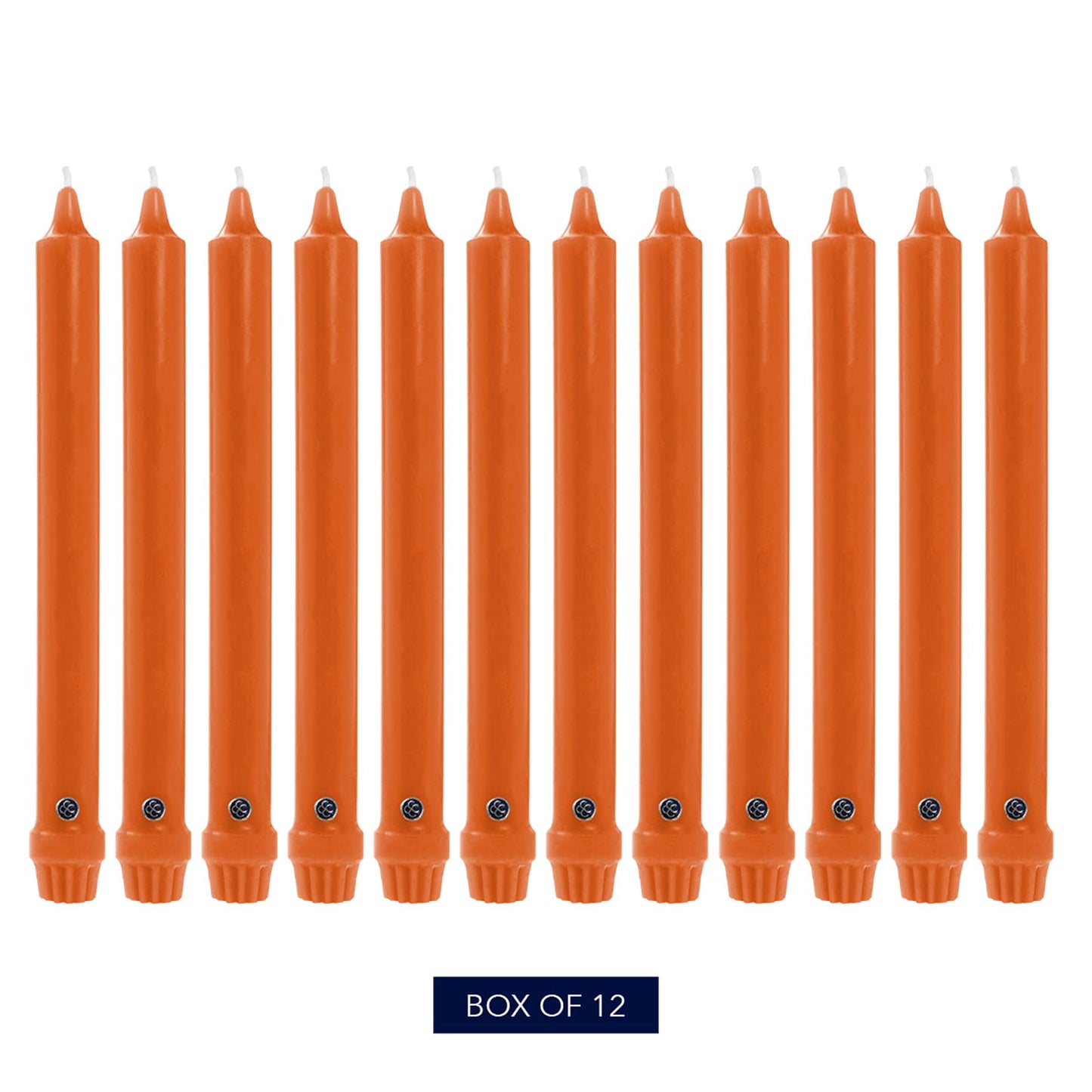 Colonial Candle Unscented Taper Candle, Classic Collection, Pumpkin, 8 In, Pack of 12 - Up to 6 Hours Burn