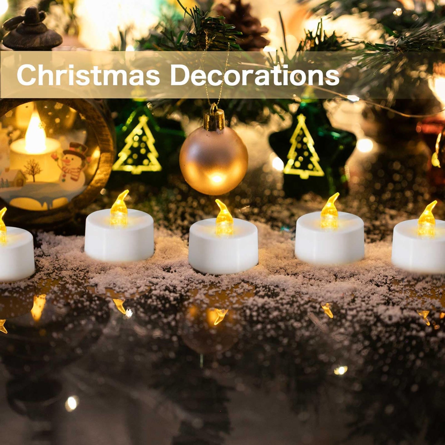LANKER 24 Pack LED Tea Lights Candles, Flickering Warm Yellow Flameless Tealights, Long Lasting Battery Operated Fake Candles, Decoration for Halloween and Christmas (Yellow-24pcs)