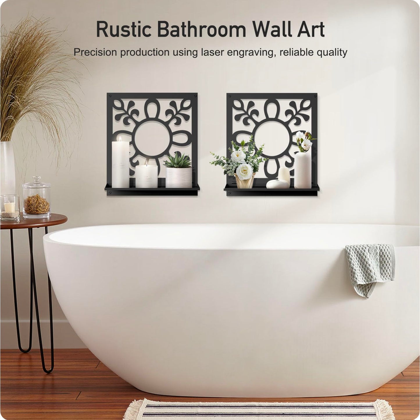Candle Wall Sconce, Retro Wall Hanging, Farmhouse Wall Art for Living Room Bedroom Bathroom (2 Pack 11.8 x 13 in)