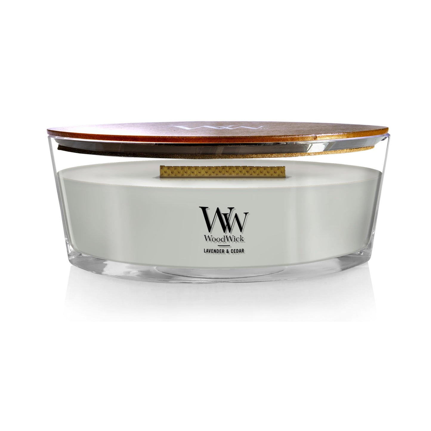 WoodWick Lavender & Cedar Holiday Candle Gifts for Women and Men, 16 oz Ellipse Candle with Crackling Wick