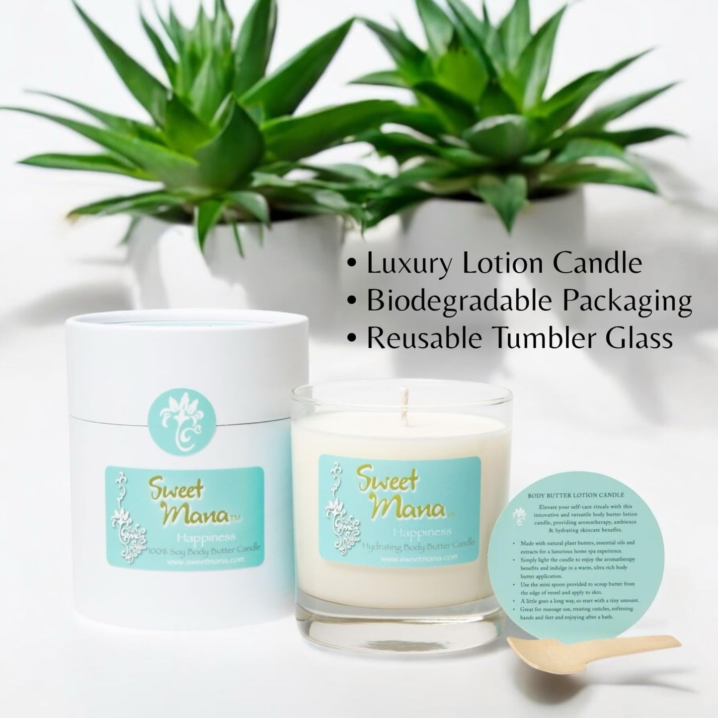 Happiness Lotion Candle | Gardenia, Pineapple & Coconut Water | Luxury Soy Candle | Aromatherapy Massage Candle | Ultra Moisturing Body Butter | Hand Poured in USA | 9 oz. | Sweet Mana