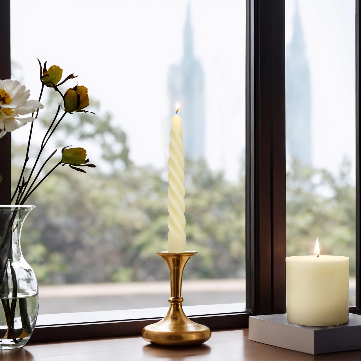 7.5 inch Natural Pure Hand Poured Spiral Bees waxs Tapered Candle 4 Packs,Unscented Dripless Twisted Candlesticks,Wick and Smokeless for Home Decorations, Yoga