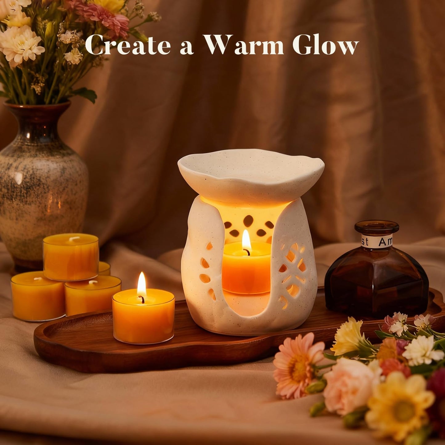 Crenovo Tea Lights Beeswax 24 Pack, 8-Hour 100% Pure Bees Wax Tealight Candles, Smokeless Unscented Votive Cup Candles for Home Spa Meditation Relaxation