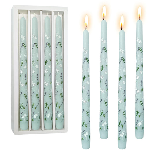 Floral Taper Candles 10 Inch Flower Candle 4pcs Spring Dripless Long Colored Candlesticks Unique Pastel Smokeless Handmade Tapered Candle Sticks for Party Wedding Home Décor