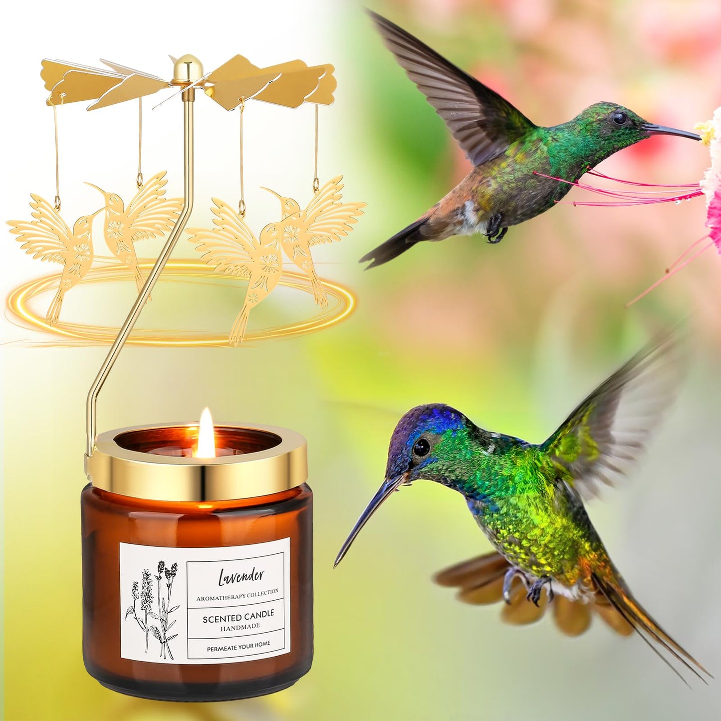 Hummingbird Gifts for Women, Rotatable Lavender Scented Candle Gifts for Mom Wife Anniversary Valentine's Day, Unique Birthday Gift for Sister Girlfriend with Gift Box