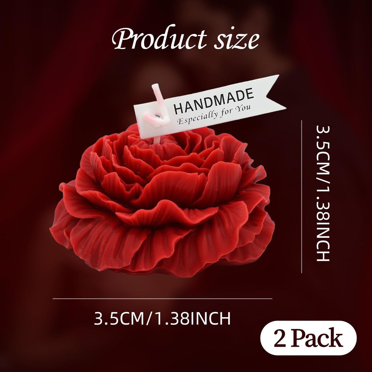 118.4°F 2 Pcs Low Temperature Candles Peony Flower Shaped Scented Candles Low Heat Body Safe Candles Wax Play for Couples Date Night (2, Wine red)