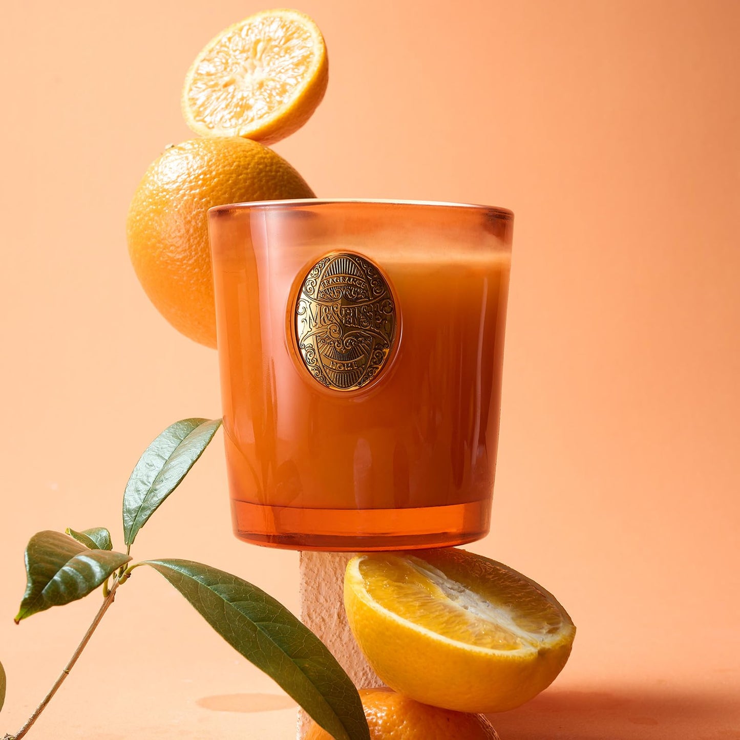 M&SENSE Orange Goji Scented Candle | Orange Candle for Home Scented, Gift for Women | 9.2 oz Soy Wax Candle Set for Relaxation, Gifting