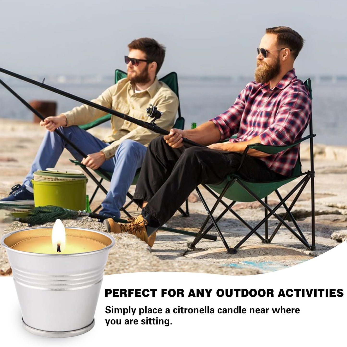 Citronella Candles Outdoor, 12 Pack Citronella Candle Set Made with Citronella Oils and Natural Soy Wax, 120 Hour Burn Time, 2 oz Small Bucket Candles for Patio, Home, Backyard
