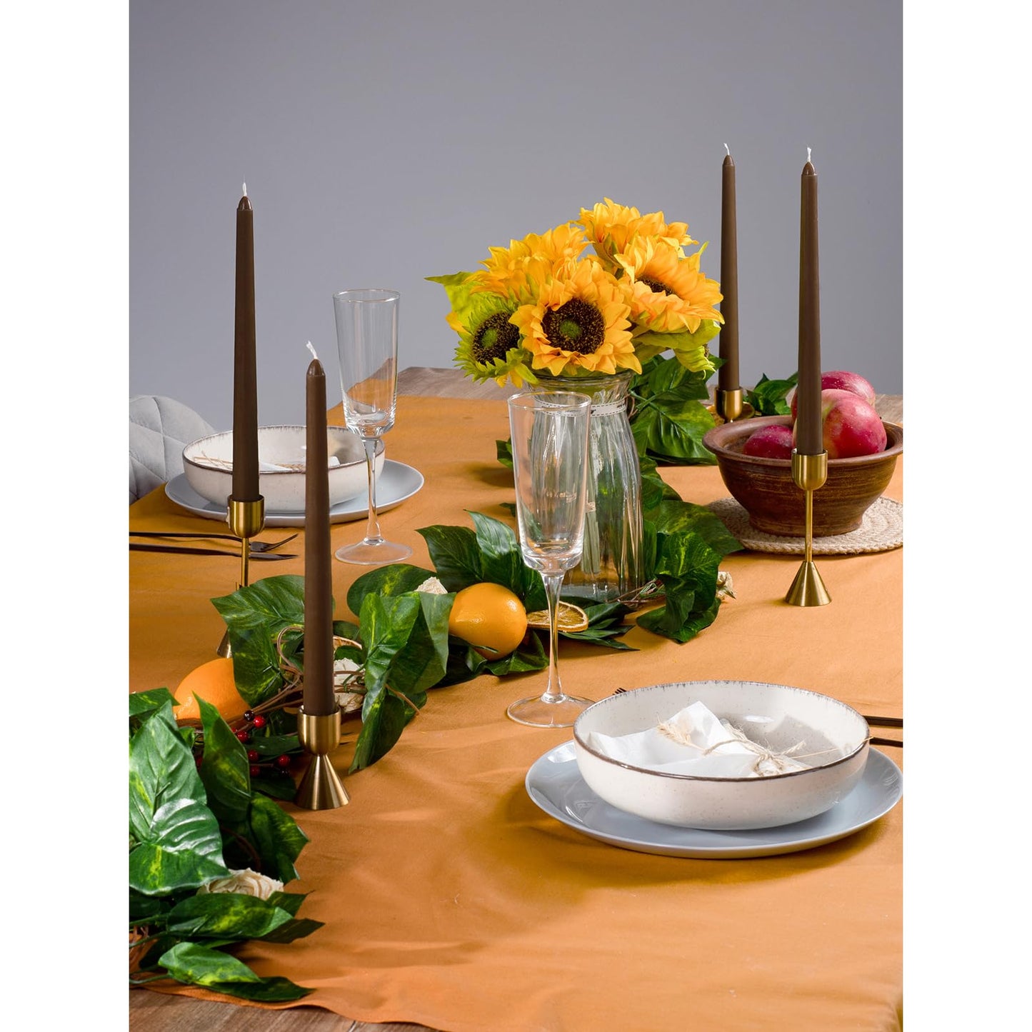 CANDWAX 10 inch Taper Candles - Set of 4 Dripless Tapered Candlesticks - Unscented, Perfect for Dinner and Household Use - Brown Candles for Home Decor